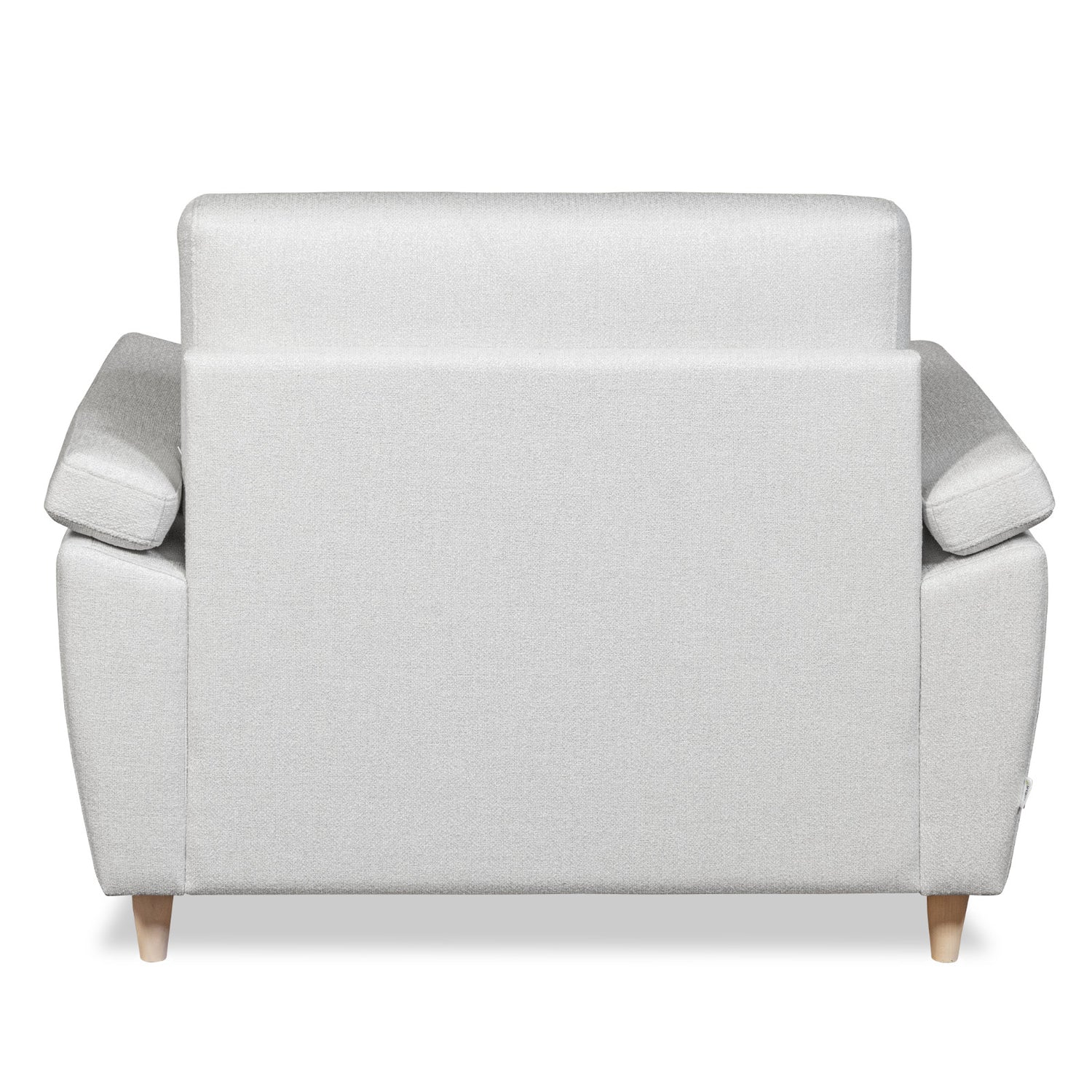 Salla-vuodetuoli vaalealla Minco 2-kangasverhoilulla ja luonnonvärisillä puujaloilla.