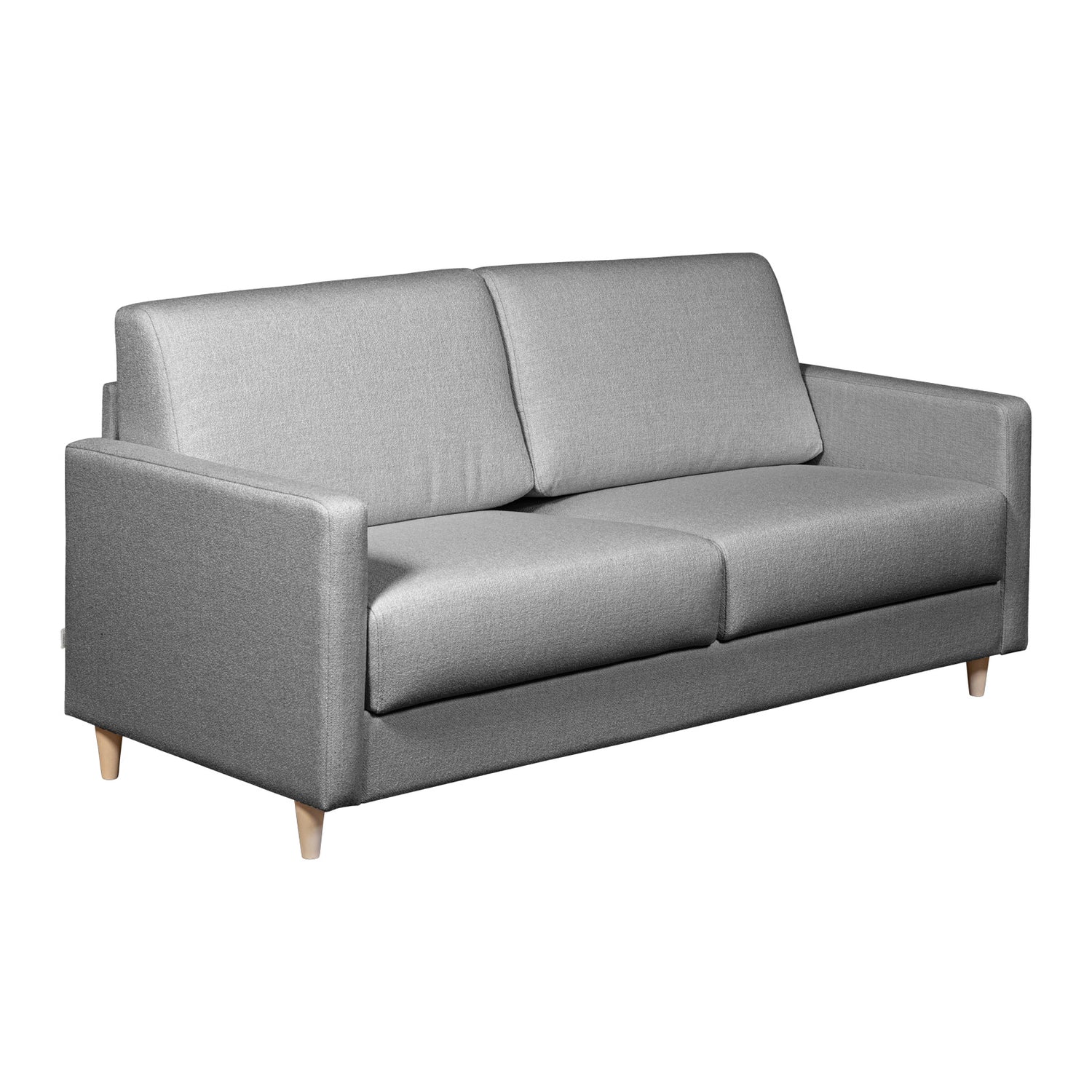 Salla-vuodesohva harmaalla Minco 16-kangasverhoilulla ja luonnonvärisillä puujaloilla.