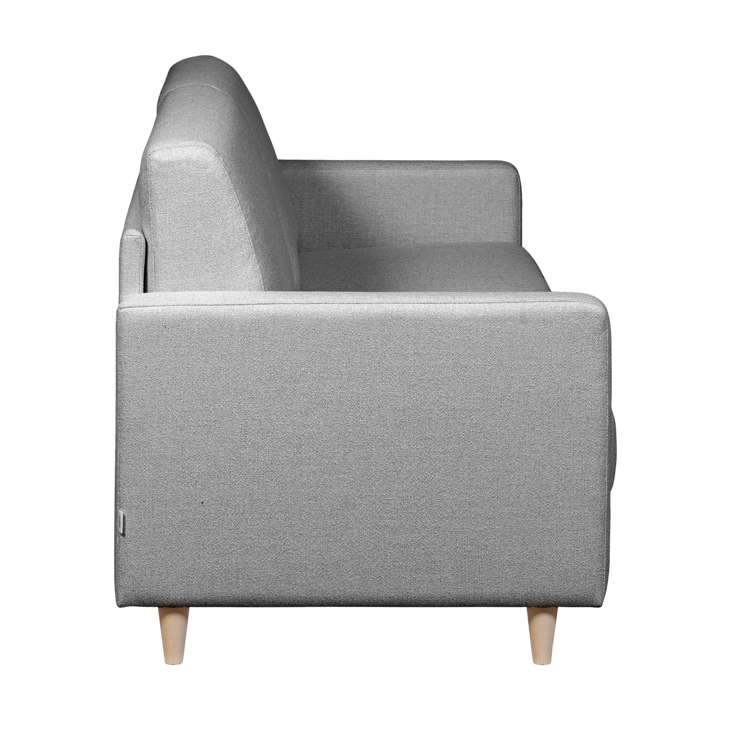 Salla-vuodesohva harmaalla Minco 16-kangasverhoilulla ja luonnonvärisillä puujaloilla.