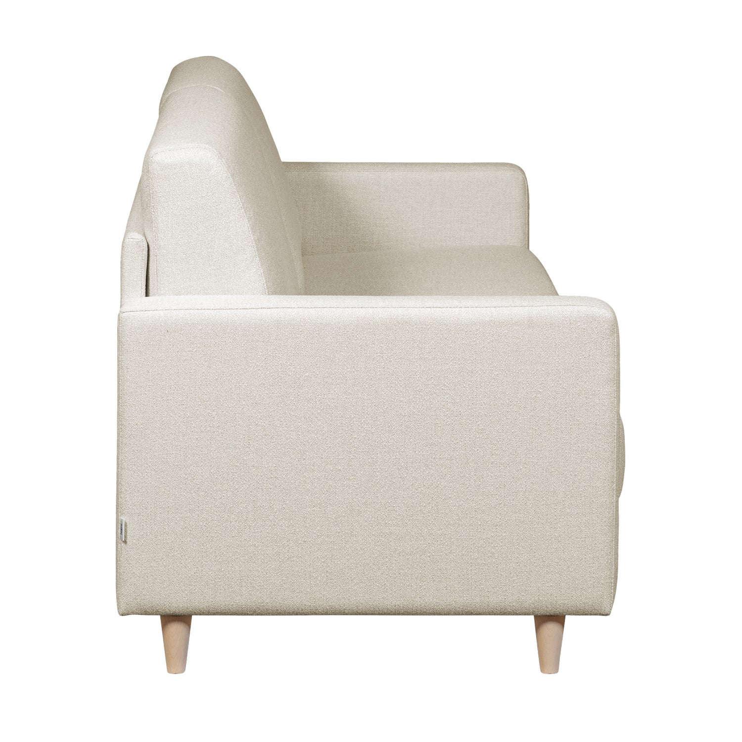 Salla-vuodesohva beigellä Minco 30-kangasverhoilulla ja luonnonvärisillä puujaloilla.