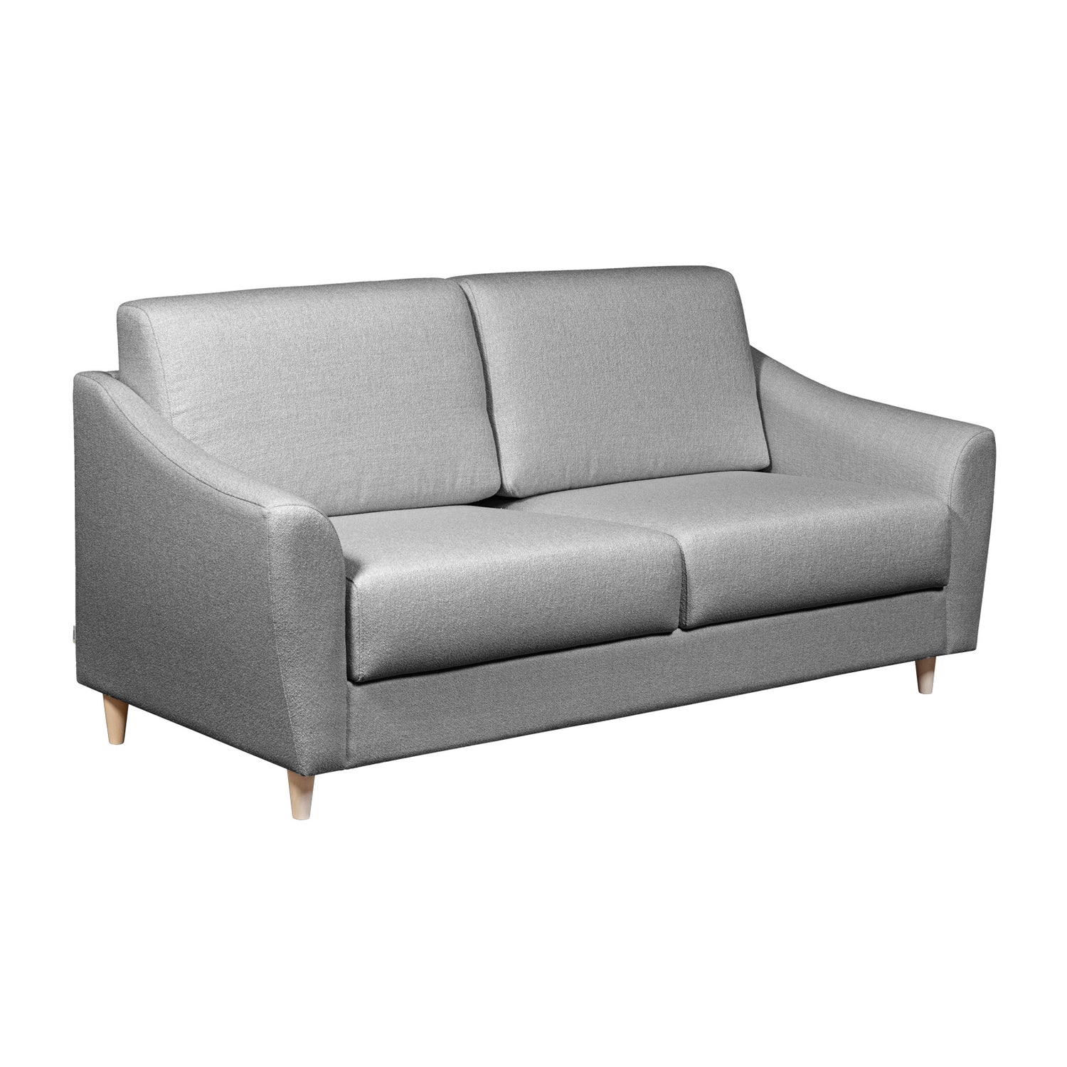 Salla-vuodesohva harmaalla Minco 16-kangasverhoilulla ja luonnonvärisillä puujaloilla.