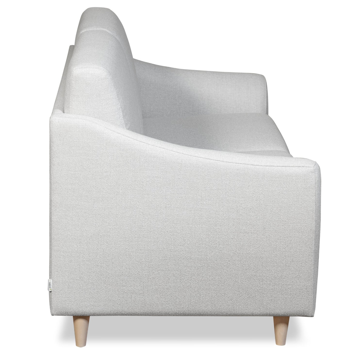 Salla-vuodesohva vaalealla Minco 2-kangasverhoilulla ja luonnonvärisillä puujaloilla.