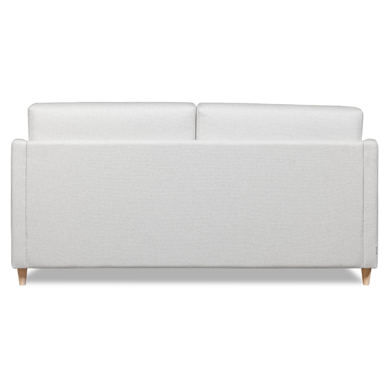 Salla-vuodesohva vaalealla Minco 2-kangasverhoilulla ja luonnonvärisillä puujaloilla.