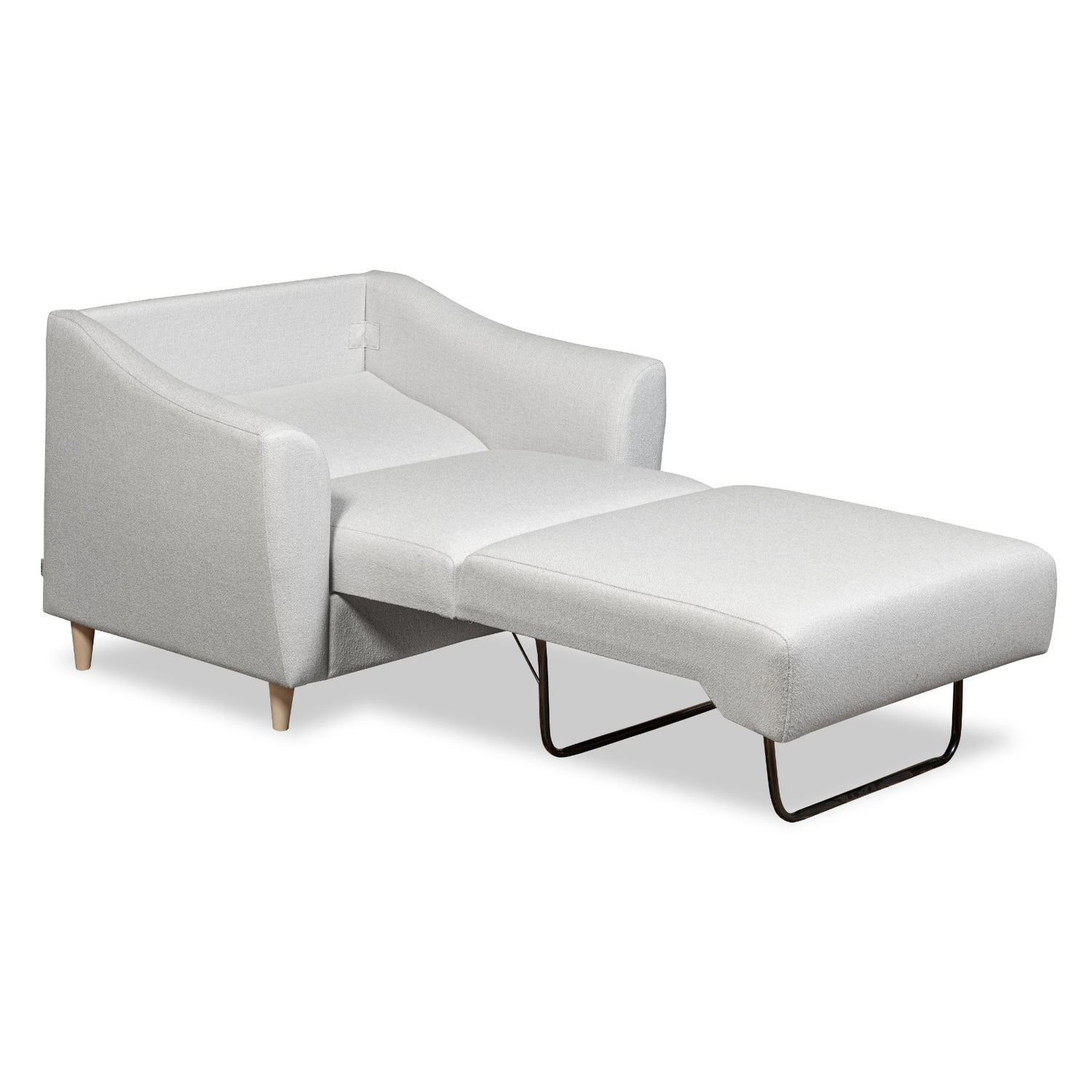 Salla-vuodetuoli vaalealla Minco 2-kangasverhoilulla ja luonnonvärisillä puujaloilla.