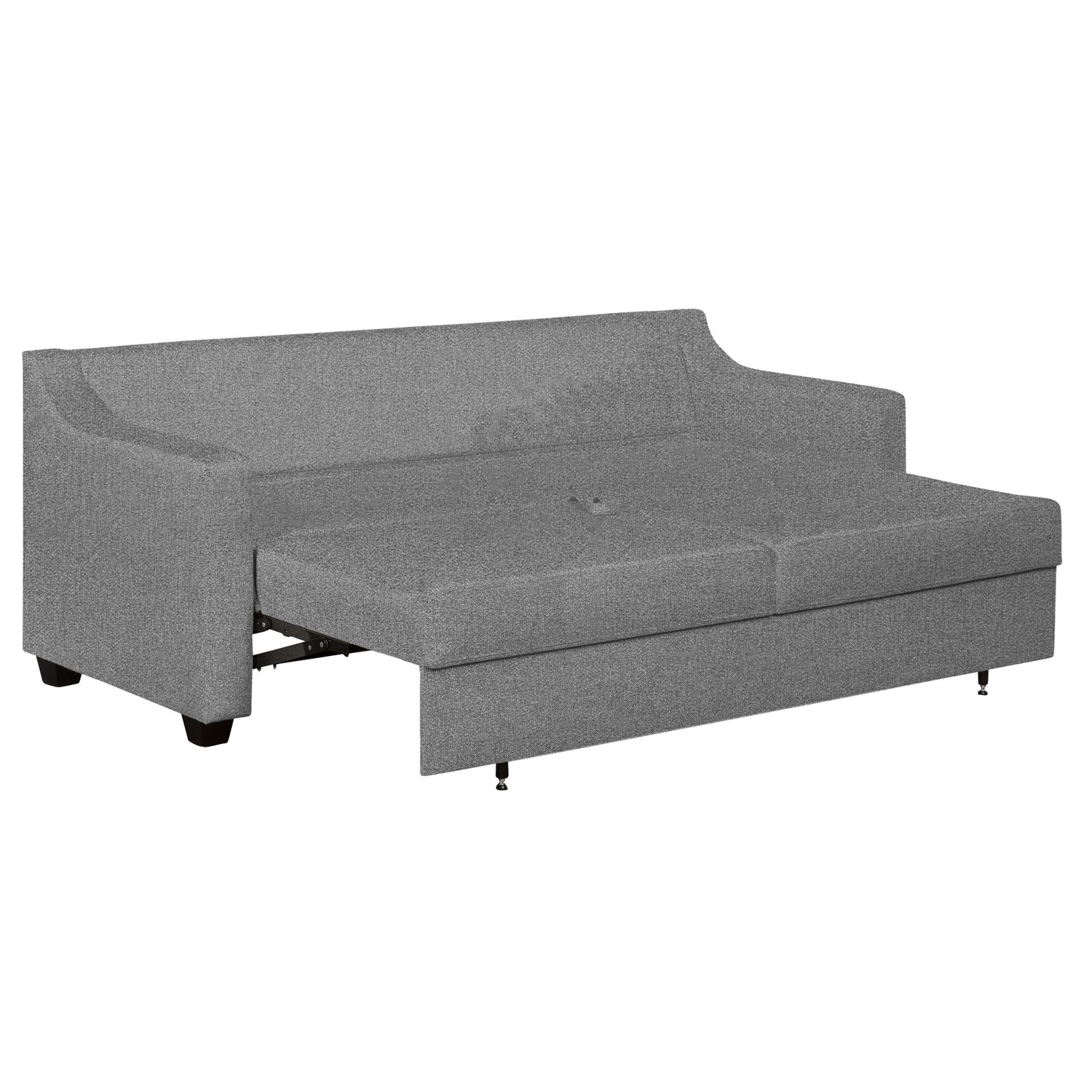 Seili-vuodesohva harmaalla Minco 16 -verhoilukankaalla ja wengen värisillä puujaloilla.