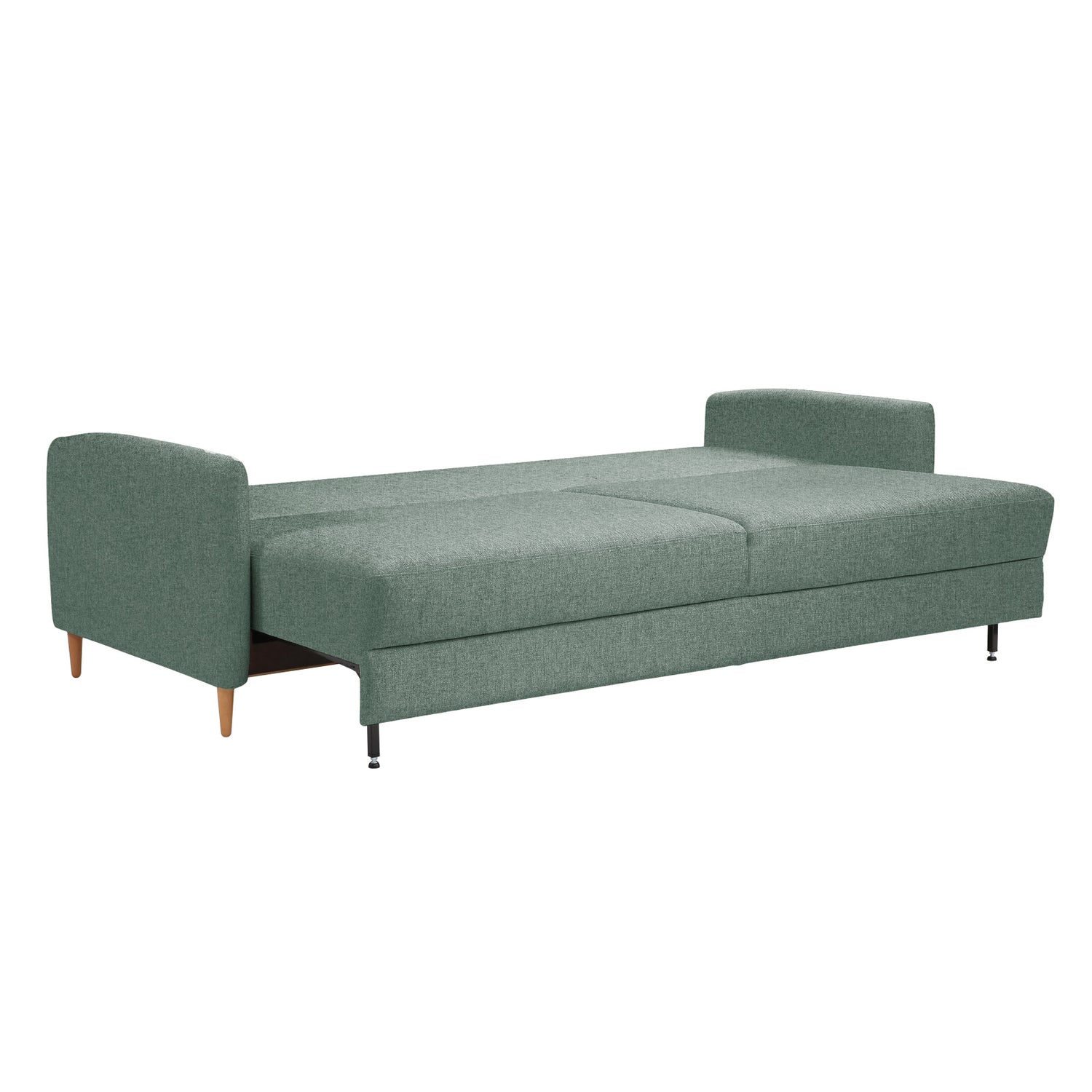 Kuvassa on 3-istuttava Stockholm-vuodesohva vuoteeksi levitettynä. Sohvassa on 12 cm korkeat tammijalat. Vuodesohvassa on näppärästi avautuva Easy Deluxe -vuodemekanismi.