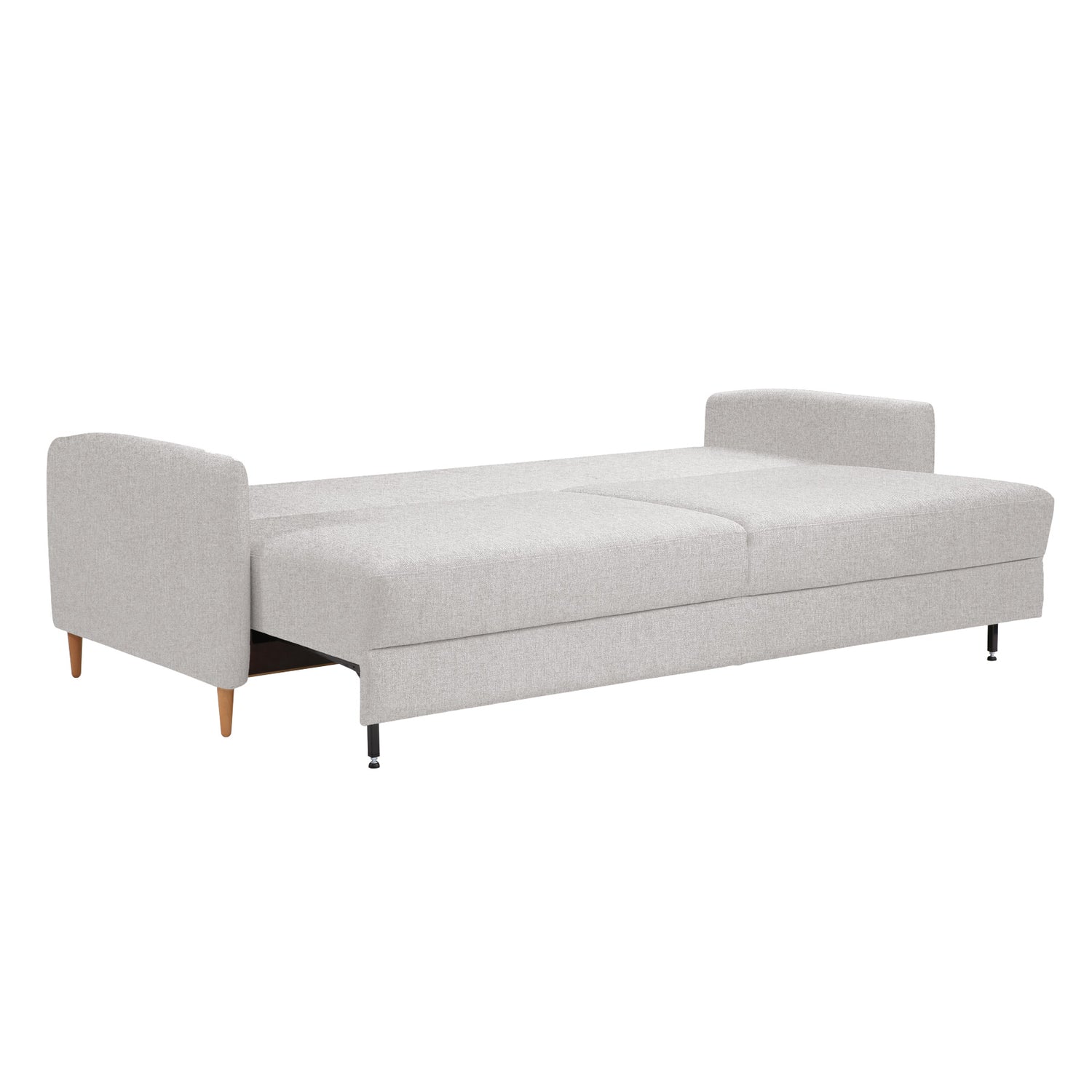 Kuvassa on 3-istuttava Stockholm-vuodesohva vuoteeksi levitettynä. Sohvassa on 12 cm korkeat tammijalat. Vuodesohvassa on näppärästi avautuva Easy Deluxe -vuodemekanismi.