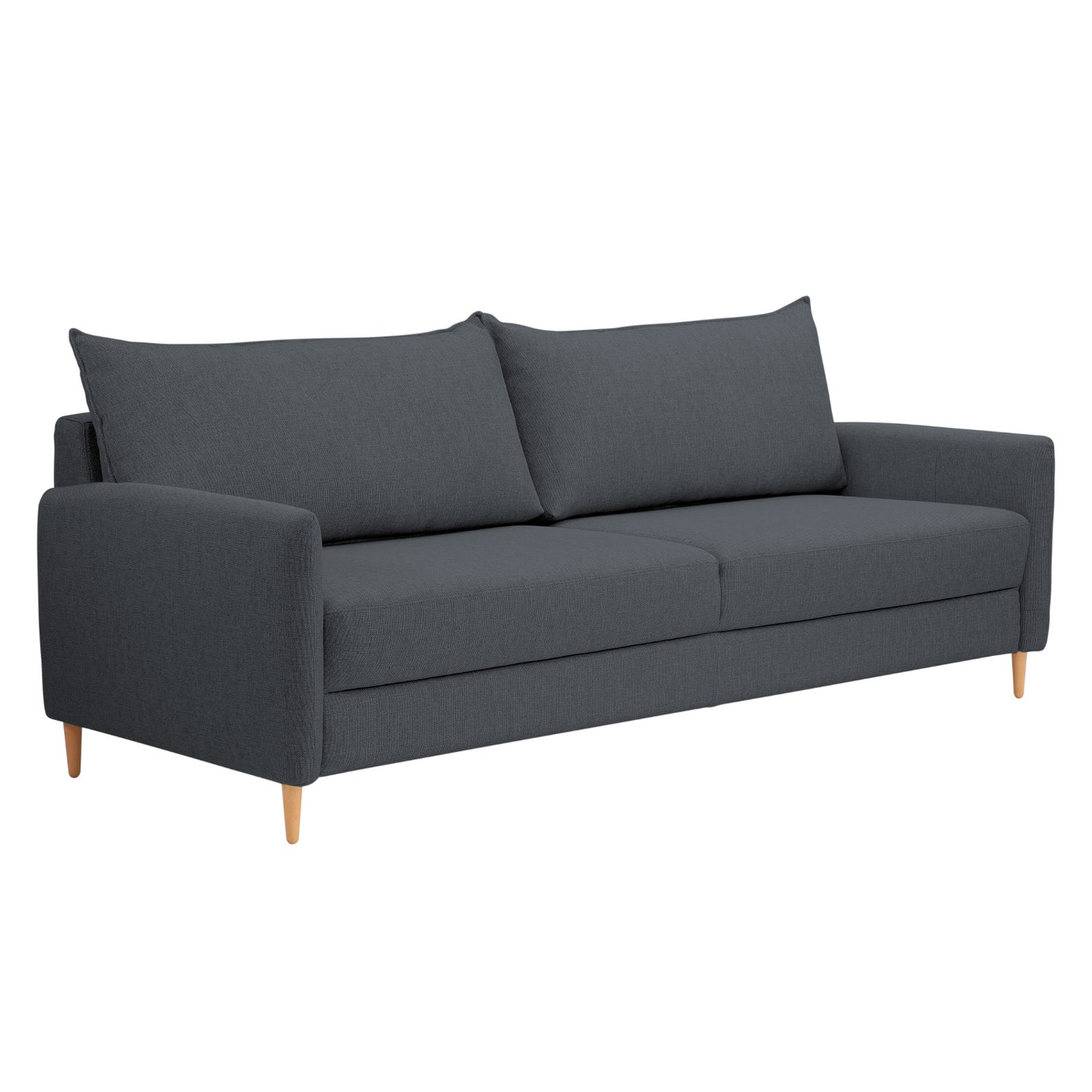 3-istuttava Stockholm-vuodesohva sinisellä Oasis 12 -kankaalla. Sohvassa on 12 cm korkeat luonnonväriset tammijalat.