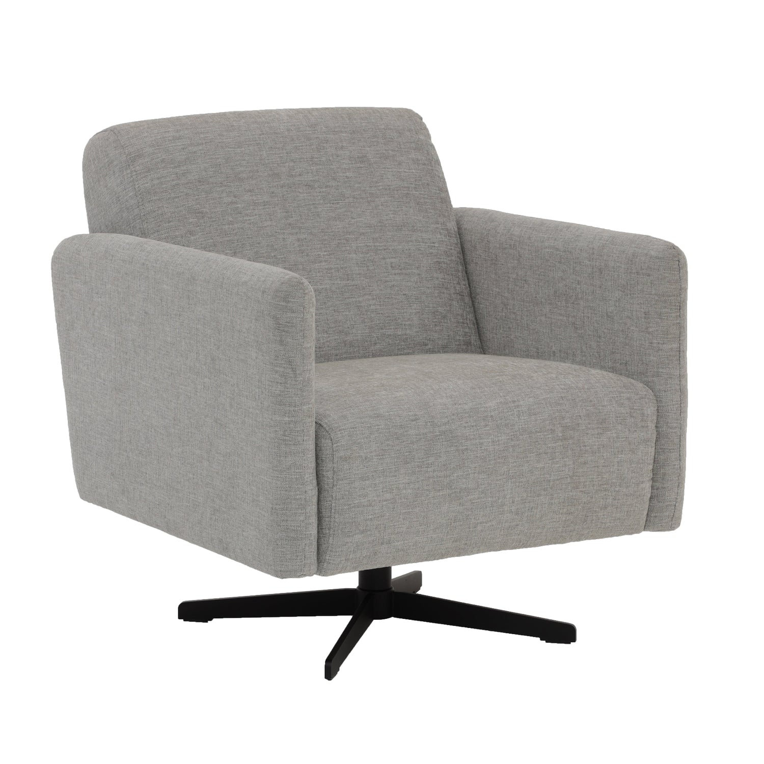 Stockholm-nojatuoli harmaalla Oasis 15 -kangasverhoilulla ja mustalla sakarajalalla.