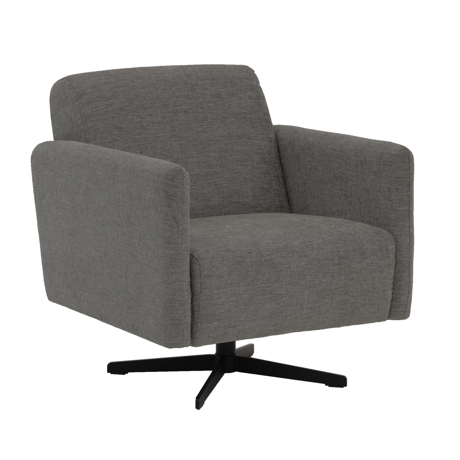 Stockholm-nojatuoli tummanharmaalla Oasis 17 -kangasverhoilulla ja mustalla sakarajalalla.