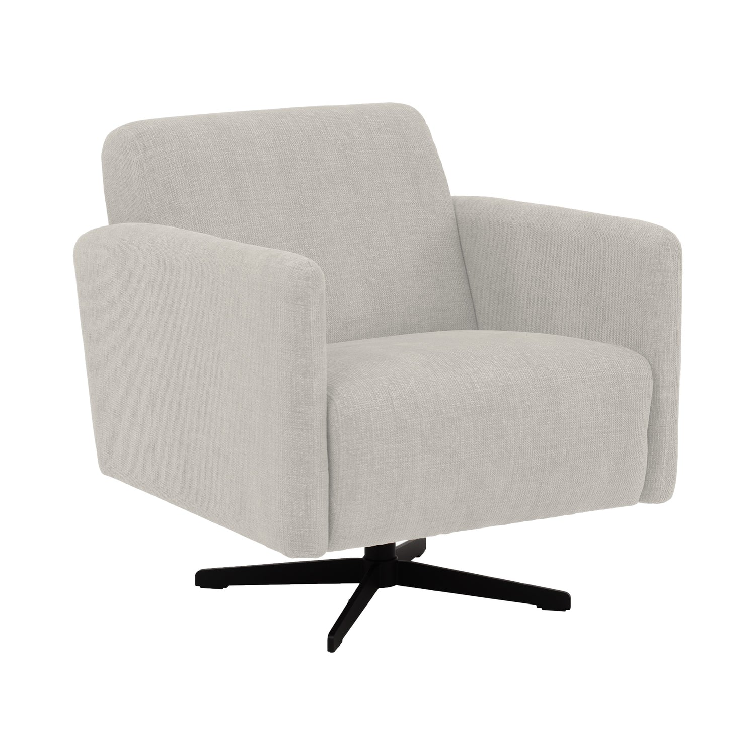 Stockholm-nojatuoli vaalean beigenvärisellä Nuvola 194 -kankaalla ja mustalla sakarajalalla.