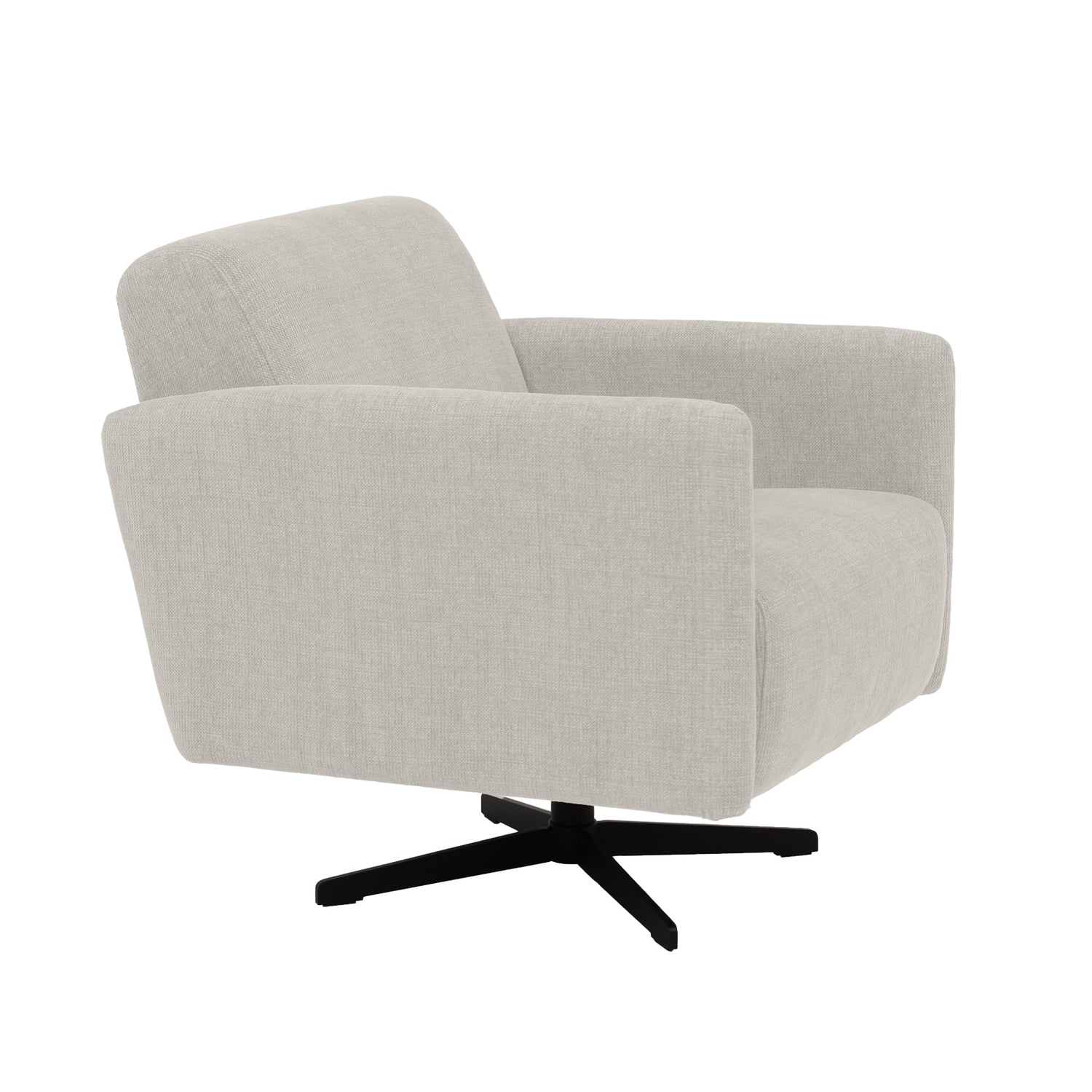 Stockholm-nojatuoli vaalean beigenvärisellä Nuvola 194 -kankaalla ja mustalla sakarajalalla.