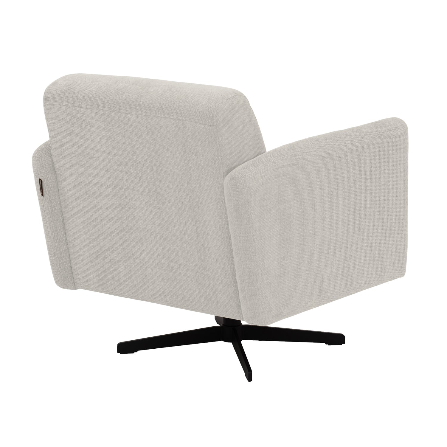 Stockholm-nojatuoli vaalean beigenvärisellä Nuvola 194 -kankaalla ja mustalla sakarajalalla.