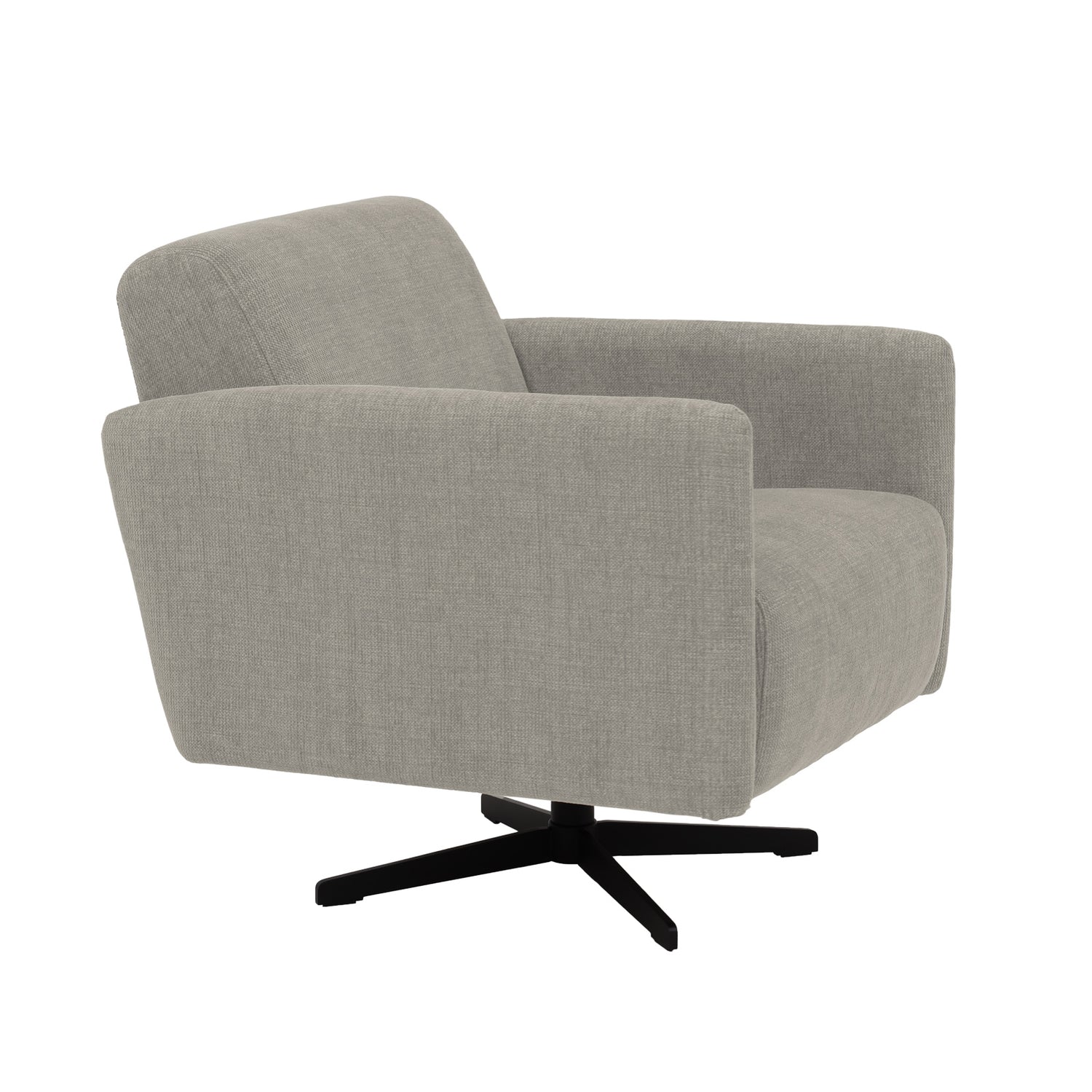 Stockholm-nojatuoli tumman beigenvärisellä Nuvola 206 -kankaalla ja mustalla sakarajalalla.