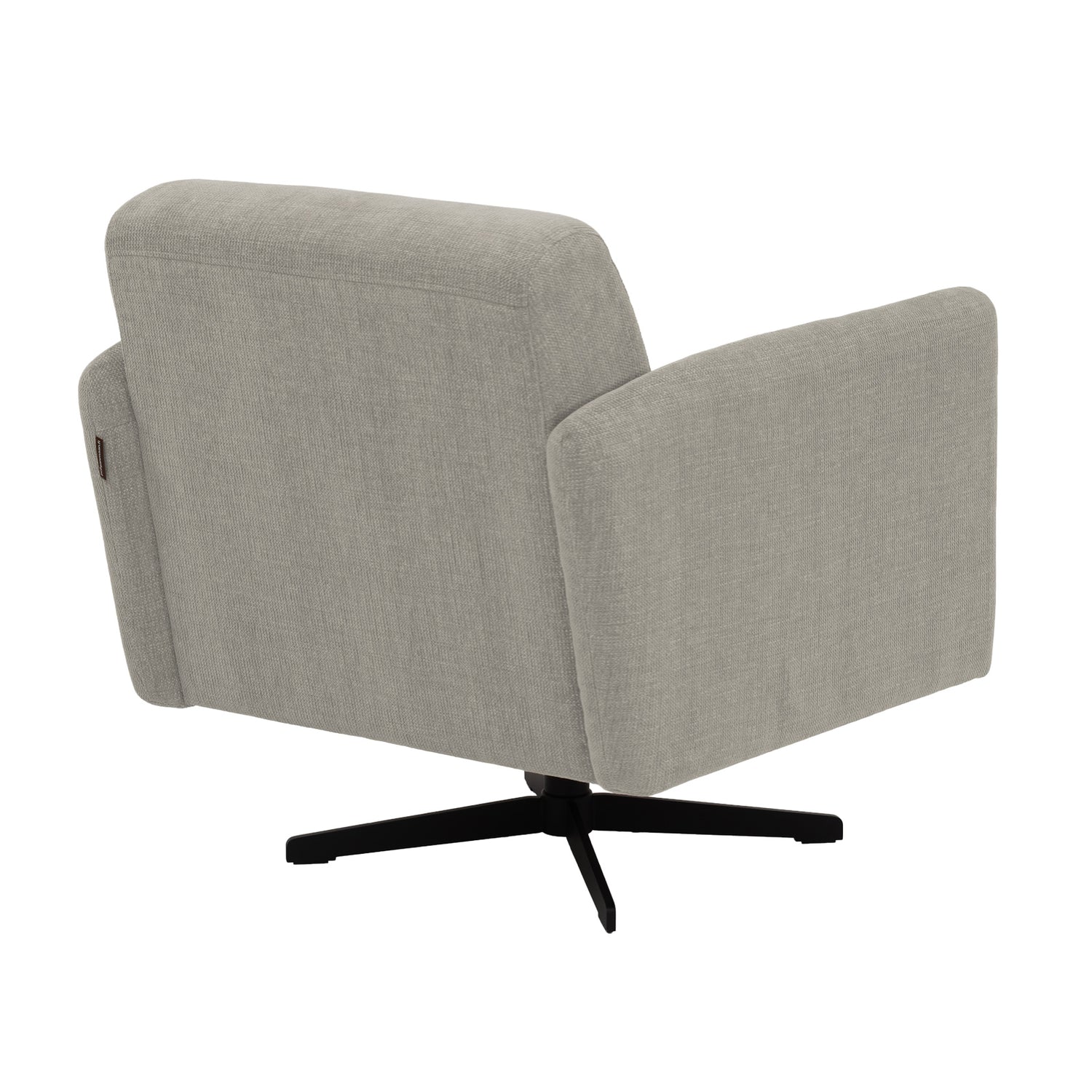 Stockholm-nojatuoli tumman beigenvärisellä Nuvola 206 -kankaalla ja mustalla sakarajalalla.