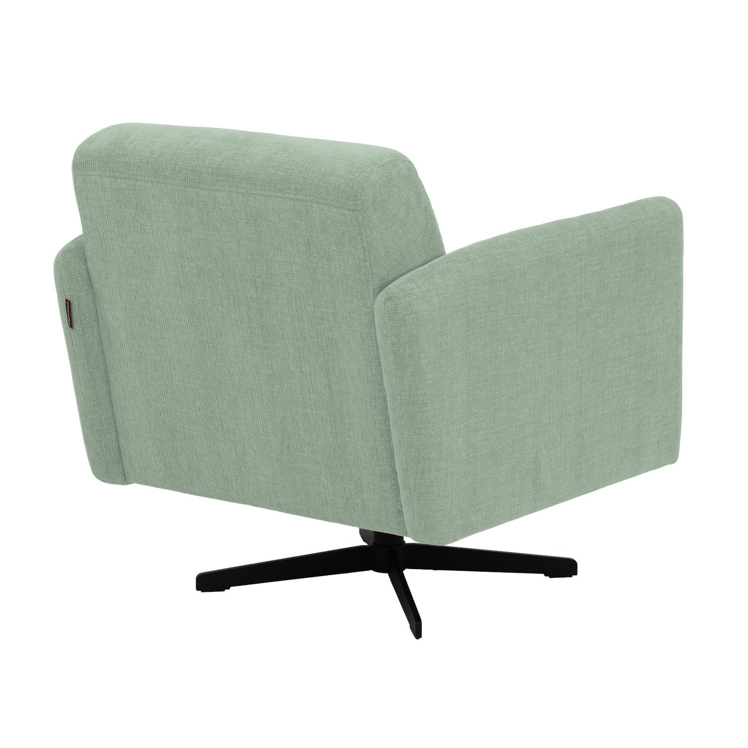 Stockholm-nojatuoli mintunvihreällä Nuvola 861 -kankaalla ja mustalla sakarajalalla.