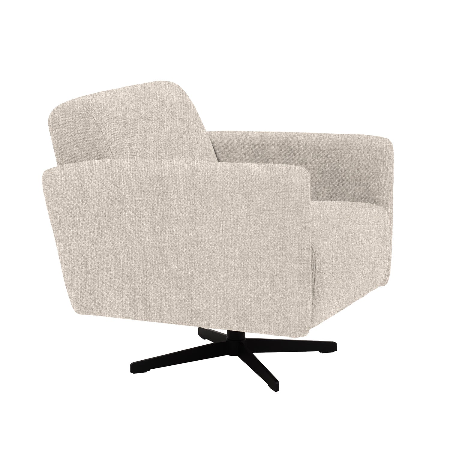 Stockholm-nojatuoli beigellä Oasis 02 -kankaalla ja mustalla sakarajalalla.