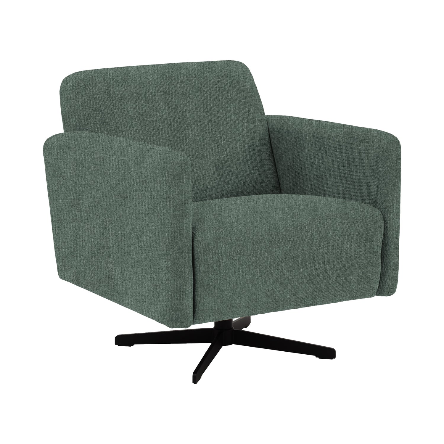 Stockholm-nojatuoli vihreällä Oasis 10 -kankaalla ja mustalla sakarajalalla.