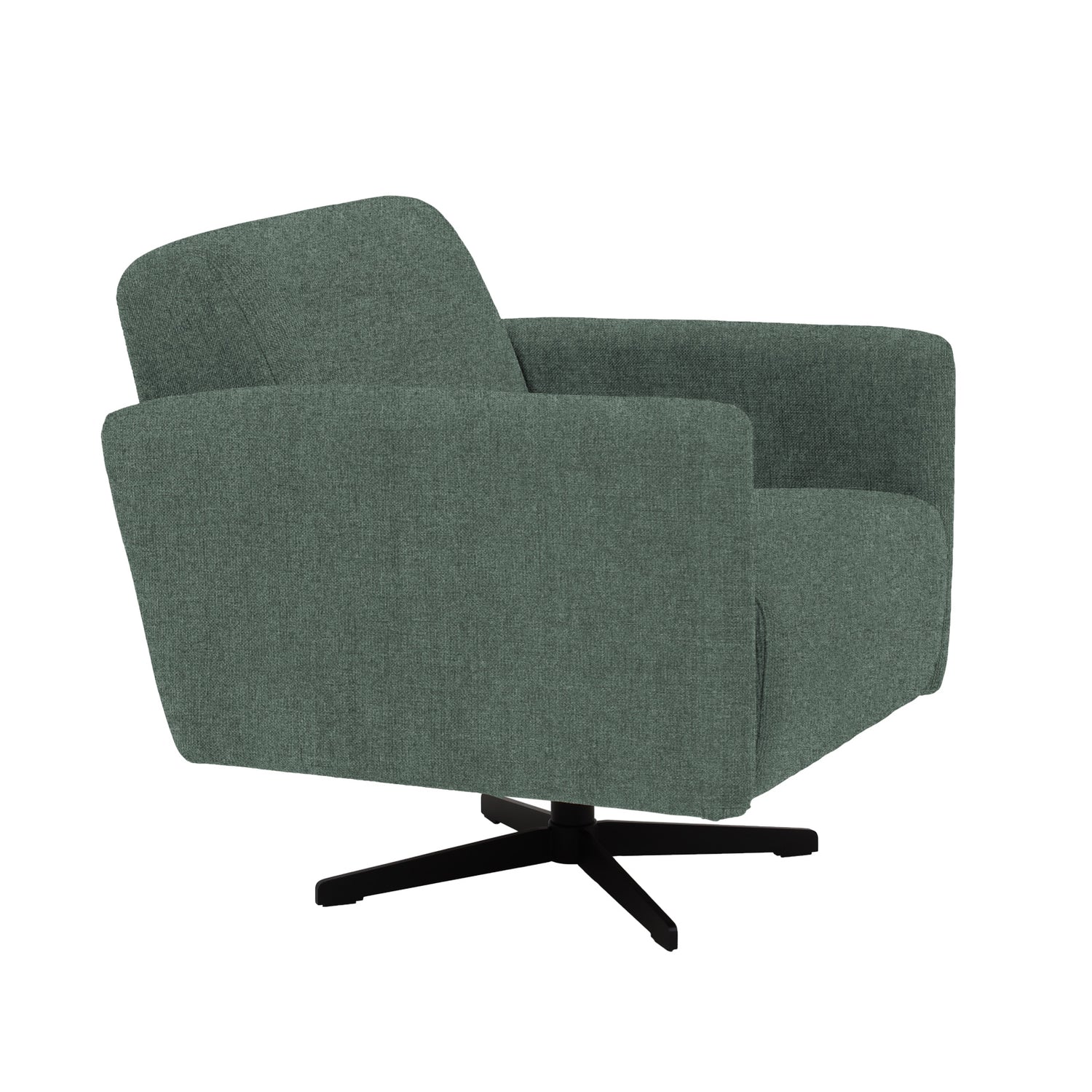 Stockholm-nojatuoli vihreällä Oasis 10 -kankaalla ja mustalla sakarajalalla.