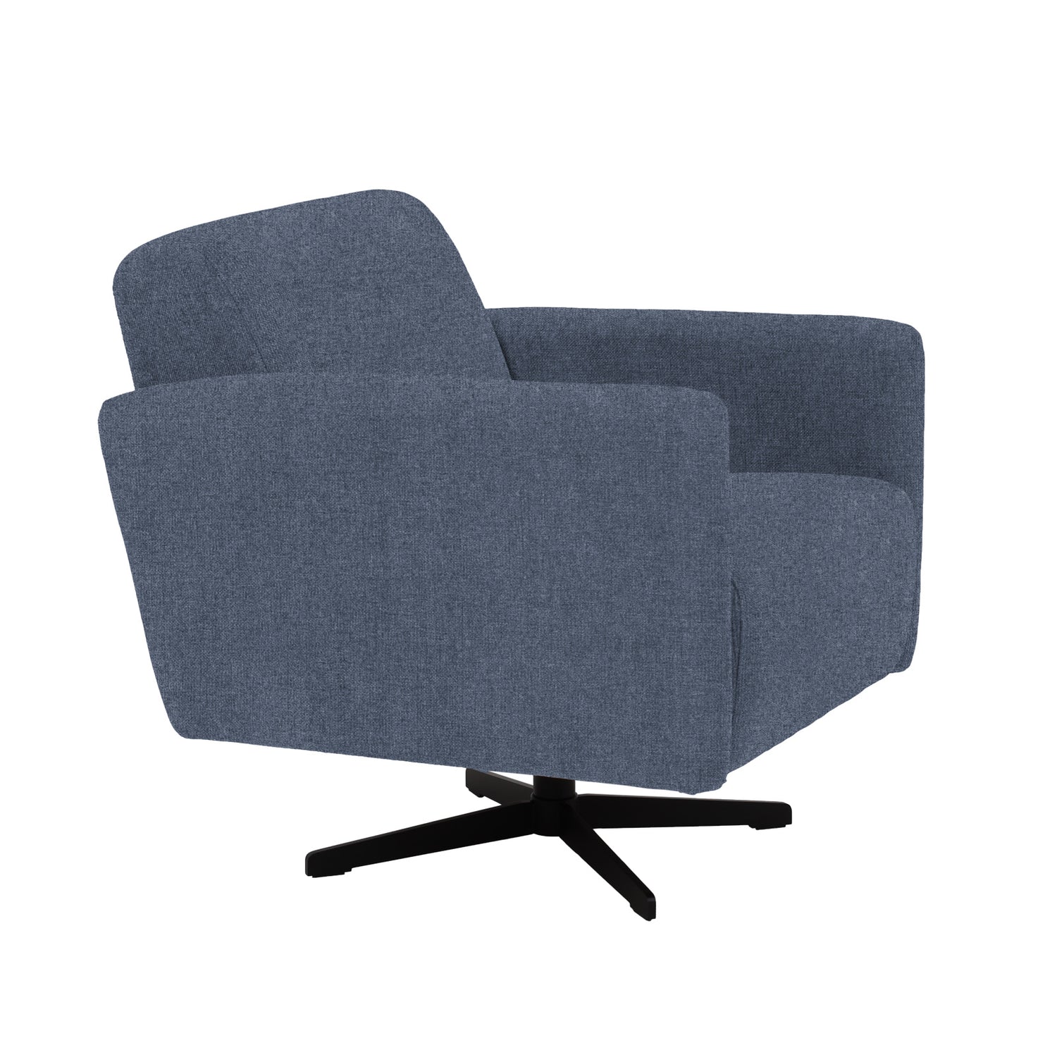 Stockholm-nojatuoli sinisellä Oasis 12 -kankaalla ja mustalla sakarajalalla.