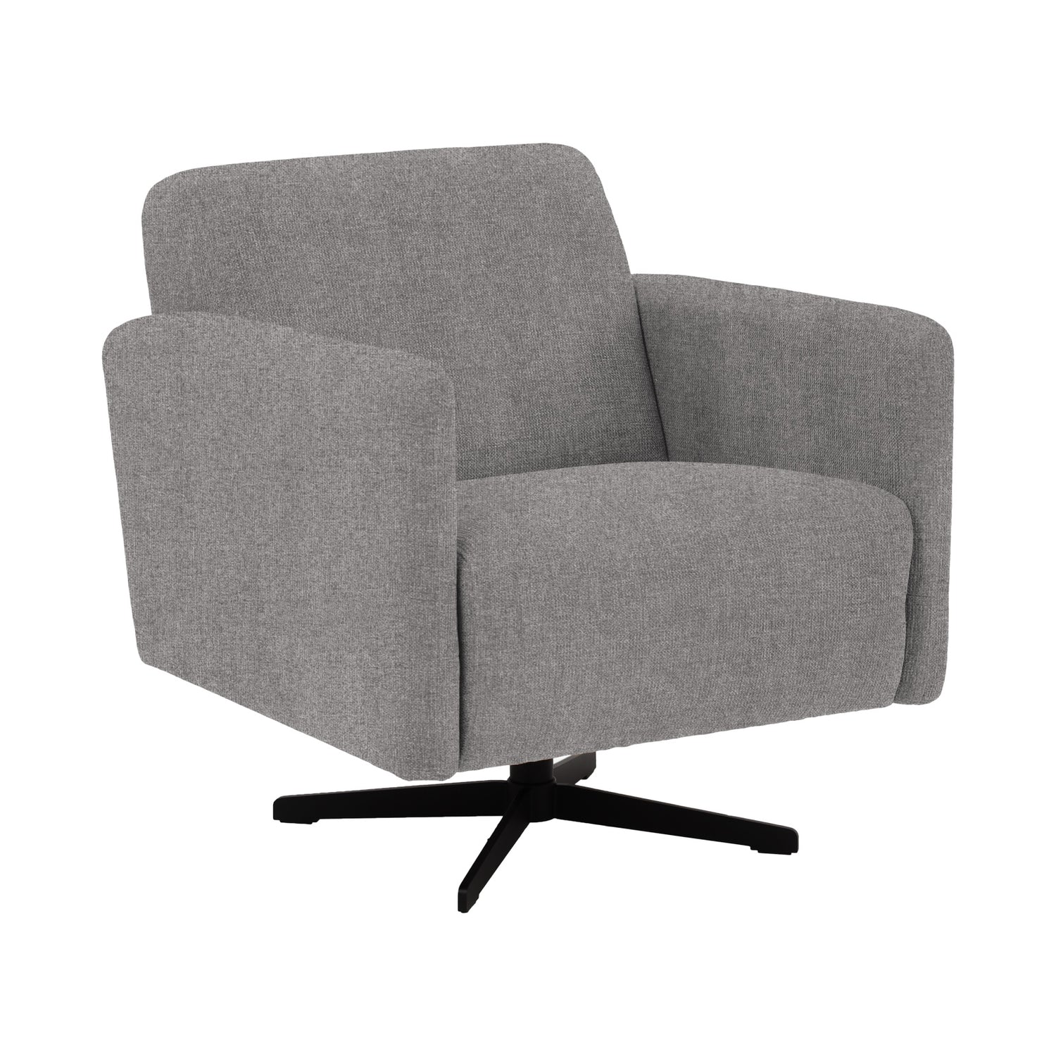 Stockholm-nojatuoli harmaalla Oasis 17 -kankaalla ja mustalla sakarajalalla.