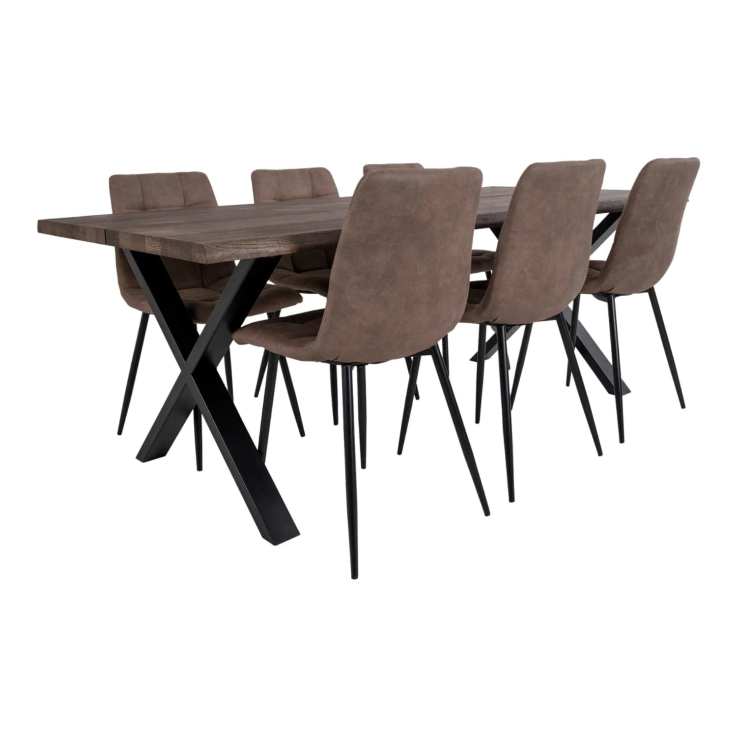 Kuuden hengen Tammisaari/Torino-ruokailuryhmä sopii luonnonläheisistä sävyistä pitävän kotiin. Kuvan pöytäryhmässä on ruskeat Torino-tuolit.