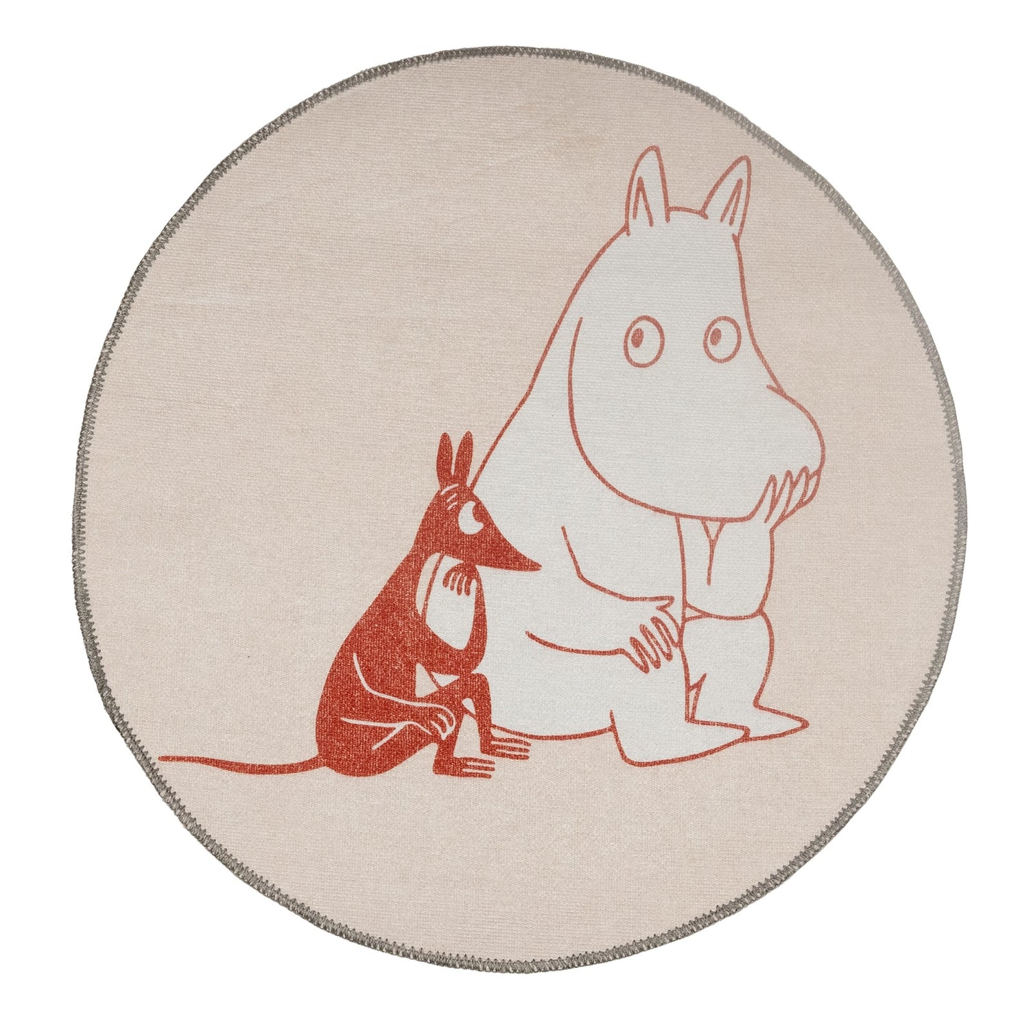 TUUMAUSTAUKO Muumi lasten matto, beige pyöreä matto.