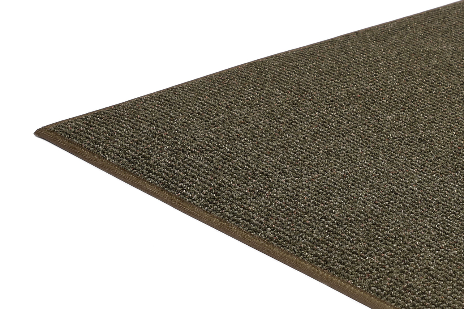 Laadukas kotimainen sileäksi kudottu Tweed-matto vihreänä.