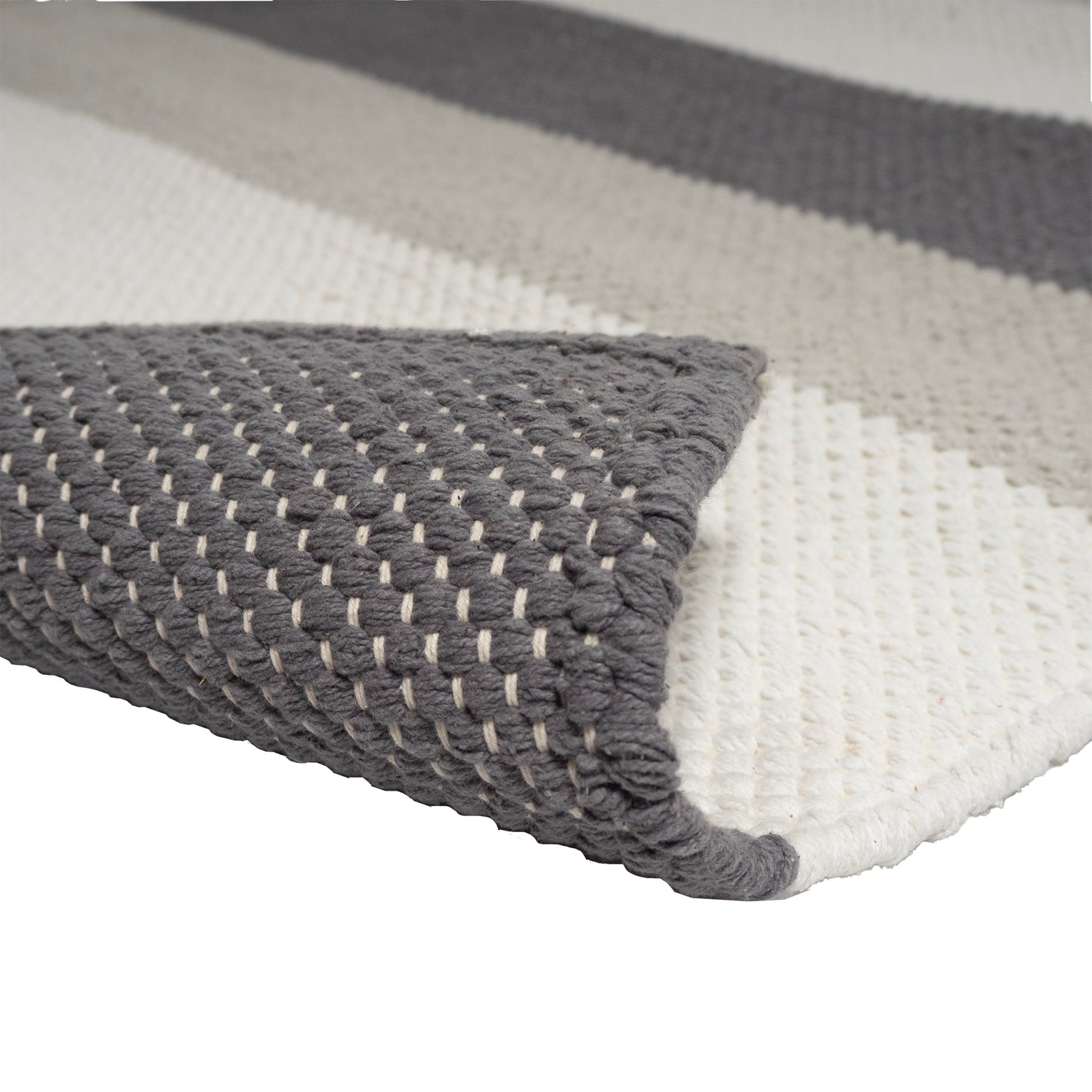 Valkama-matto harmailla raidoilla.