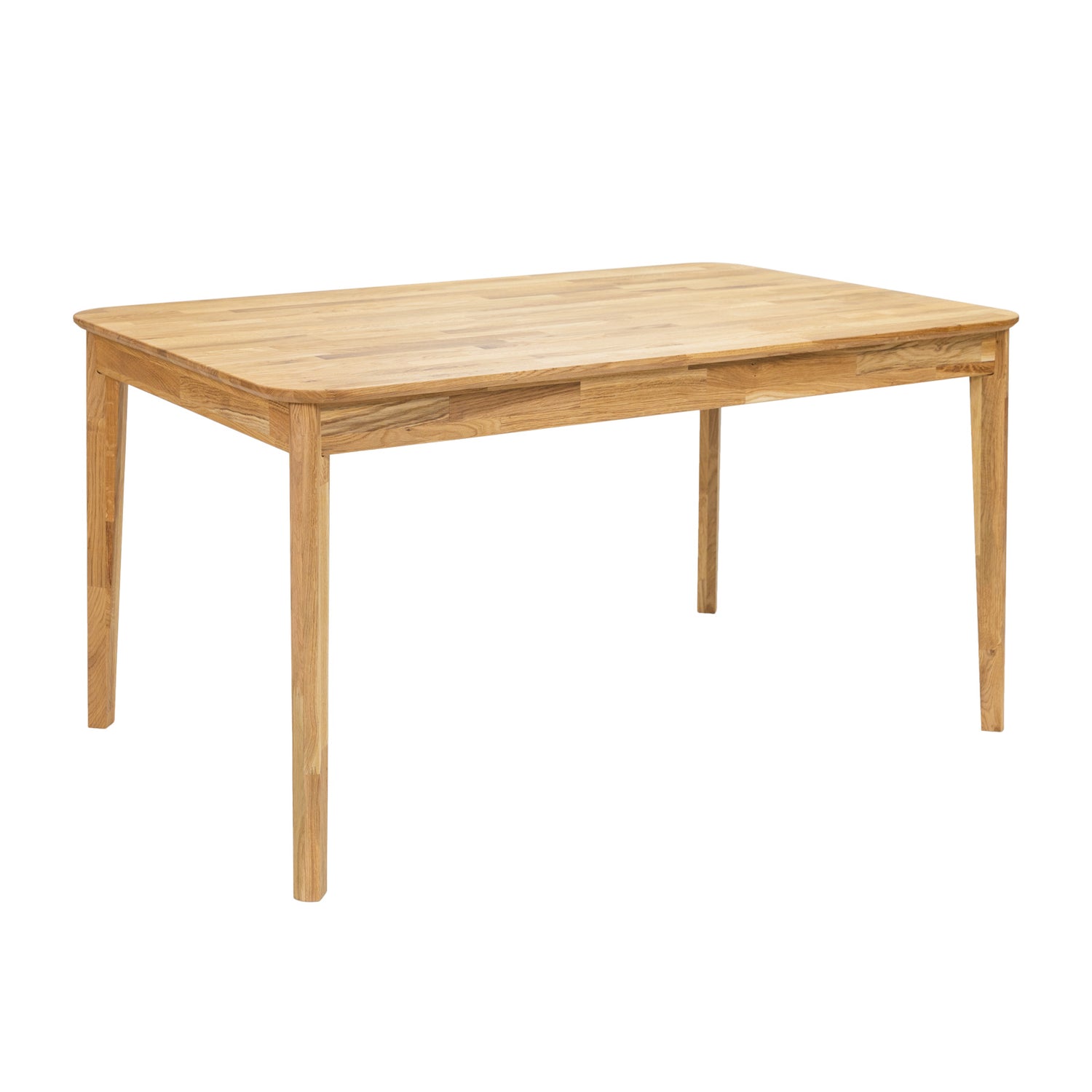 Luonnonvärinen Vera-tammipöytä koossa 140 x 90 cm. Kysy tämän koon hintaa&saatavuutta Stemma-myymälästä!