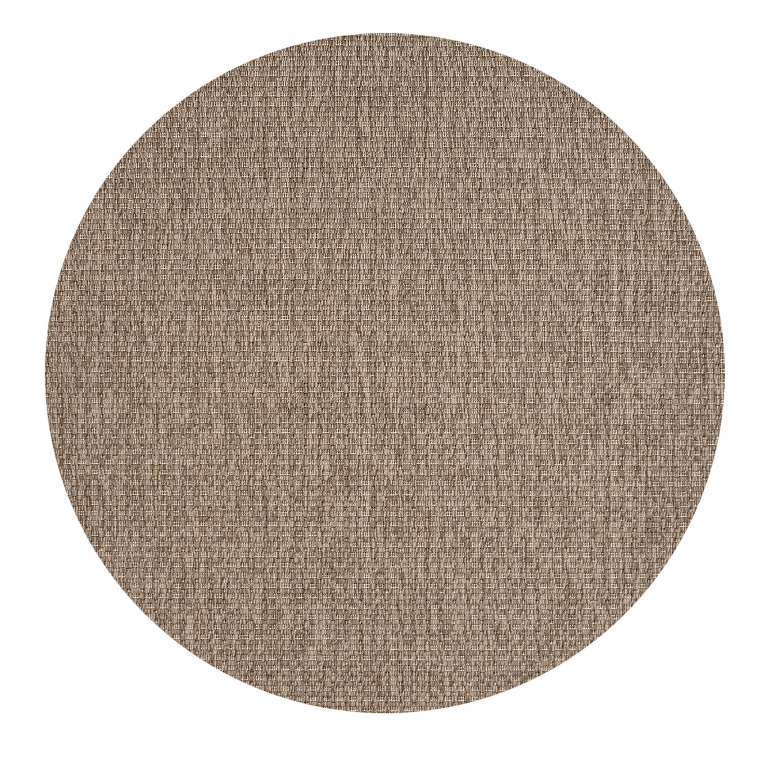 Pyöreä sileäksi kudottu Vuono-matto vaaleanruskeana.