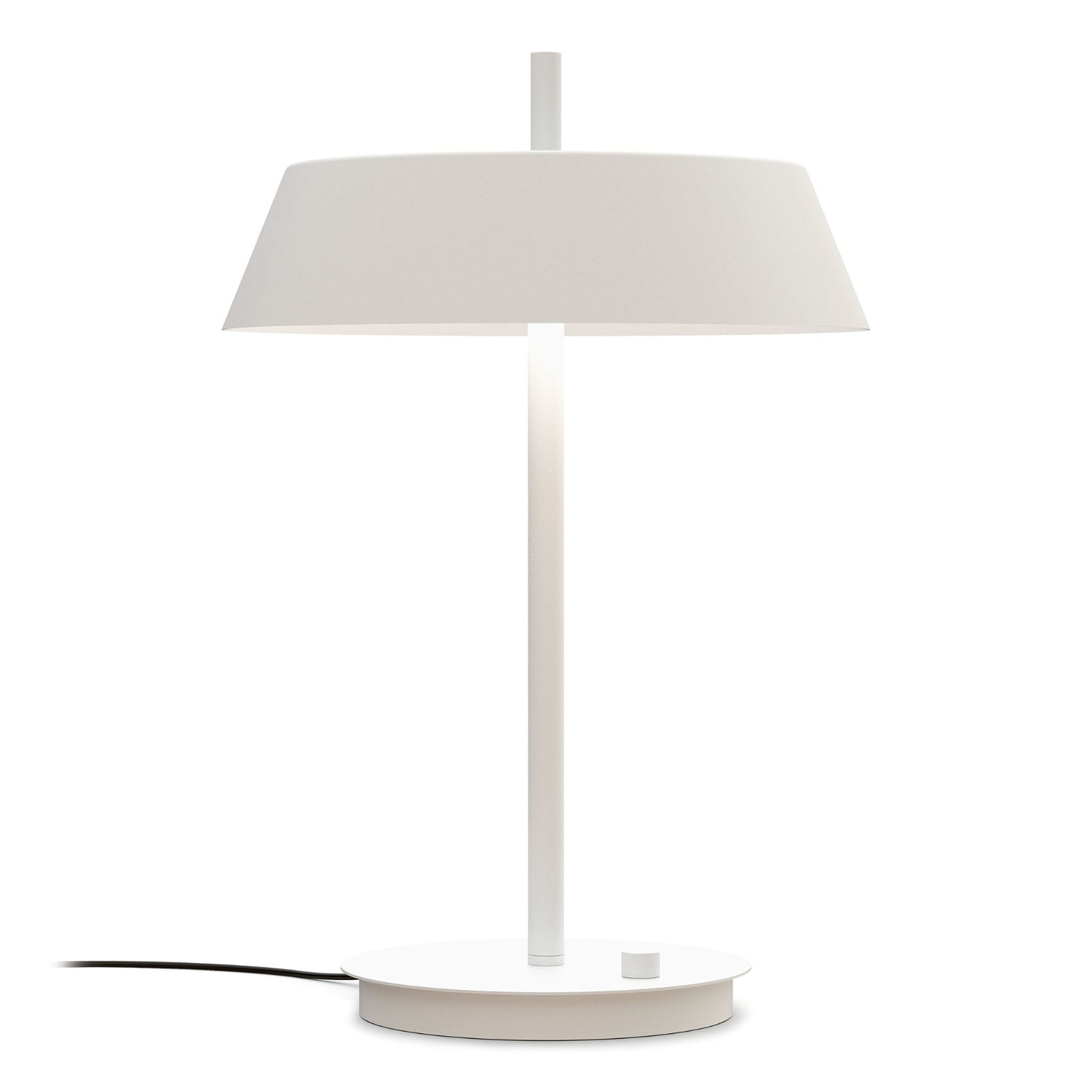 Bliss-pöytävalaisin, mattavalkoinen. Valaisimessa on himmennin.