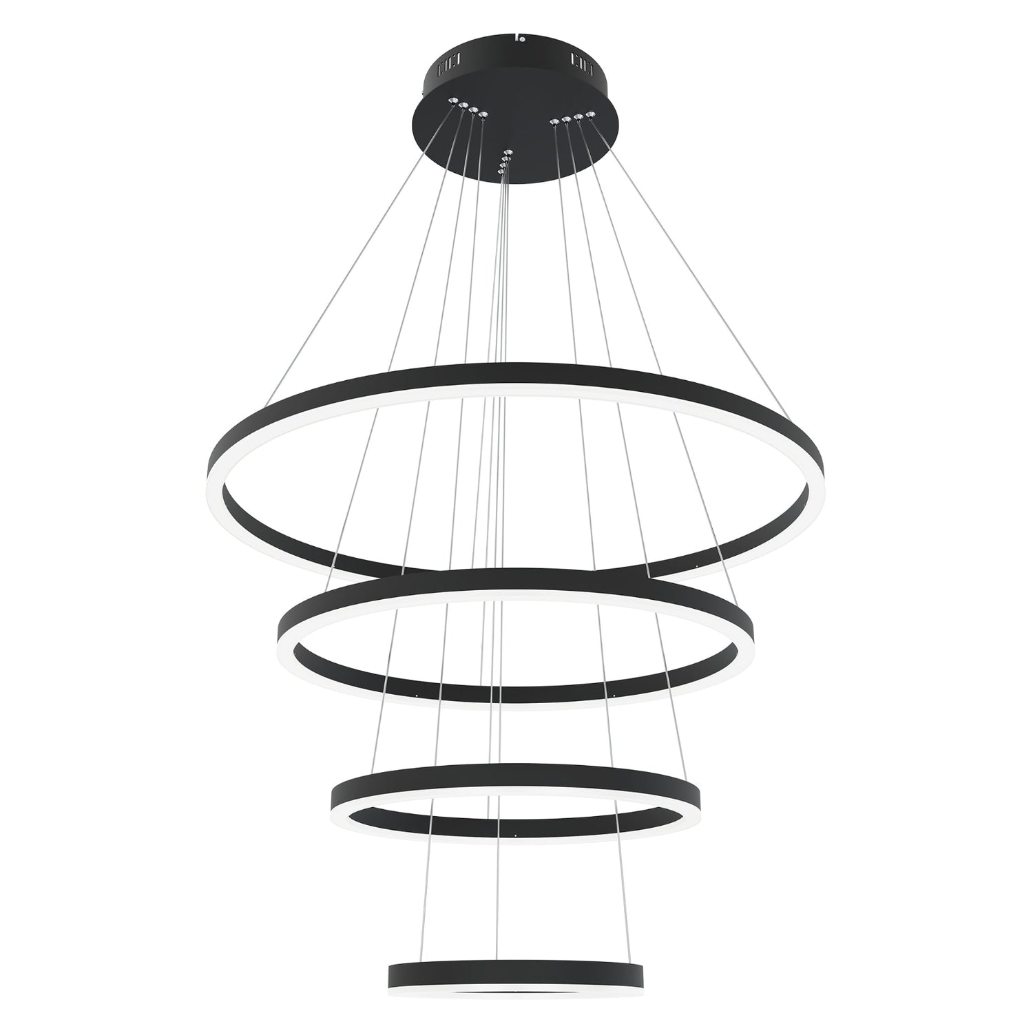 Layer-kattovalaisin muodostuu nimensä mukaisesti neljästä erillisestä metallirenkaasta ja kerroksesta. Kuvassa musta valaisin.