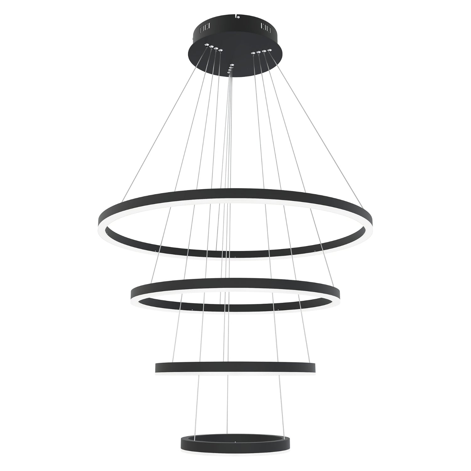 Layer-kattovalaisin muodostuu nimensä mukaisesti neljästä erillisestä metallirenkaasta ja kerroksesta. Kuvassa musta valaisin.