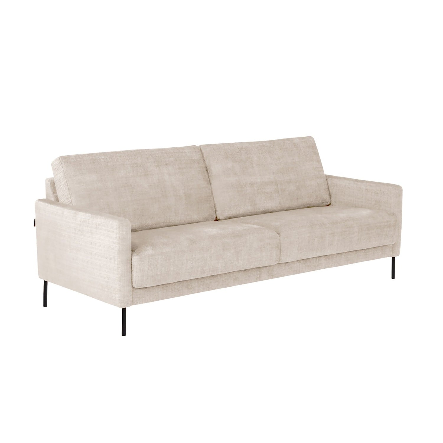 Monica 3-istuttava sohva, väri vaalea beige, Glamour 01 -kangasverhoilu, kokoonpano KN1 + D2 + KN1.