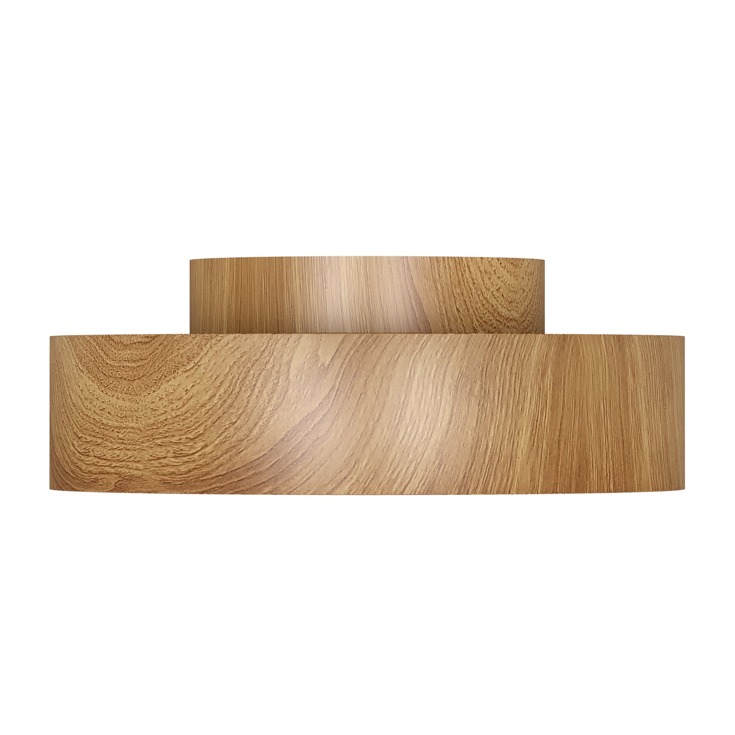 Oak-plafondi puunvärisellä metallirungolla.