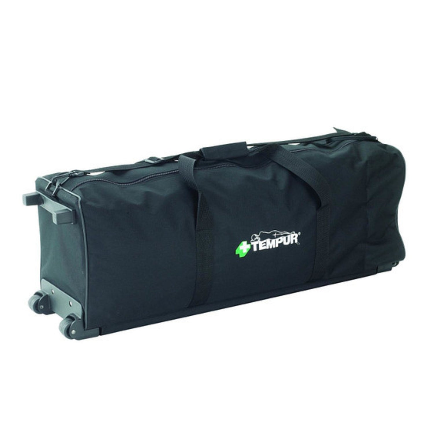 Matkasetin vetokahvan ja pyörien avulla sitä on helppo kuljettaa mukana.