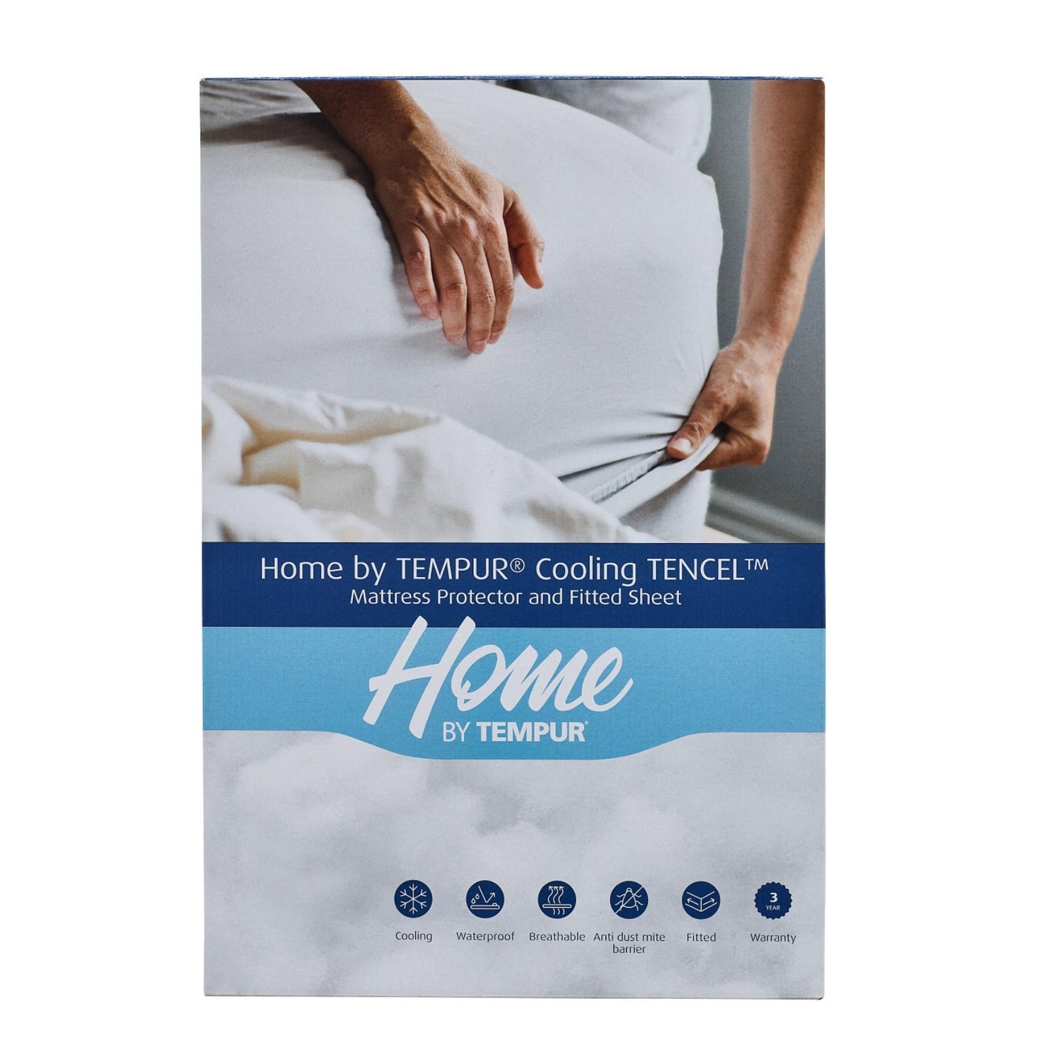 Home By Tempurin TEMPUR THERMOREGULATING on muotoon ommeltu suojalakana TENCEL-kuiduilla, johon yhdistetty lämpötilaa sääteleviä THERMIC-mikrokapseleita.