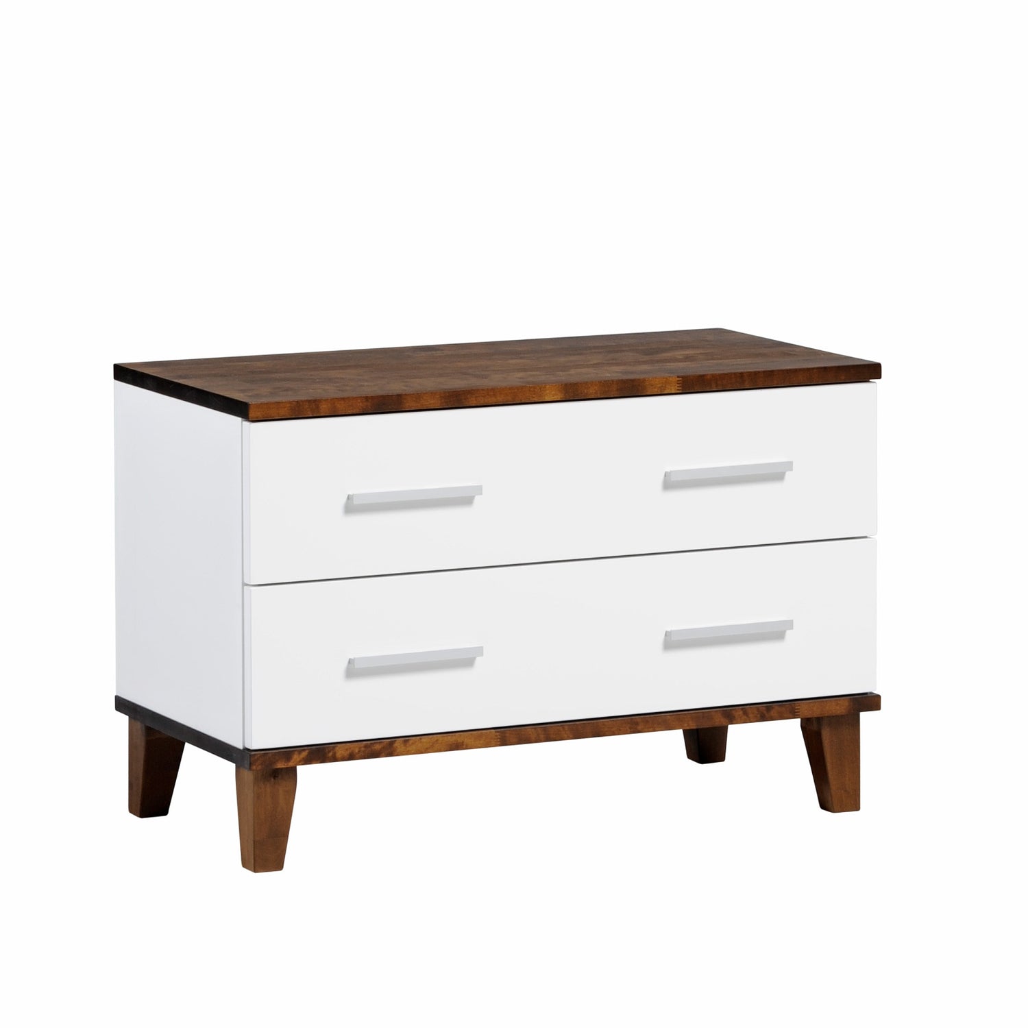 Kapean Vuokatti-tason pääväri on valkoinen, kansi ja jalkaosa ovat tumman pähkinänväriset. Tasossa on pitkänmalliset vetimet ja puujalat.