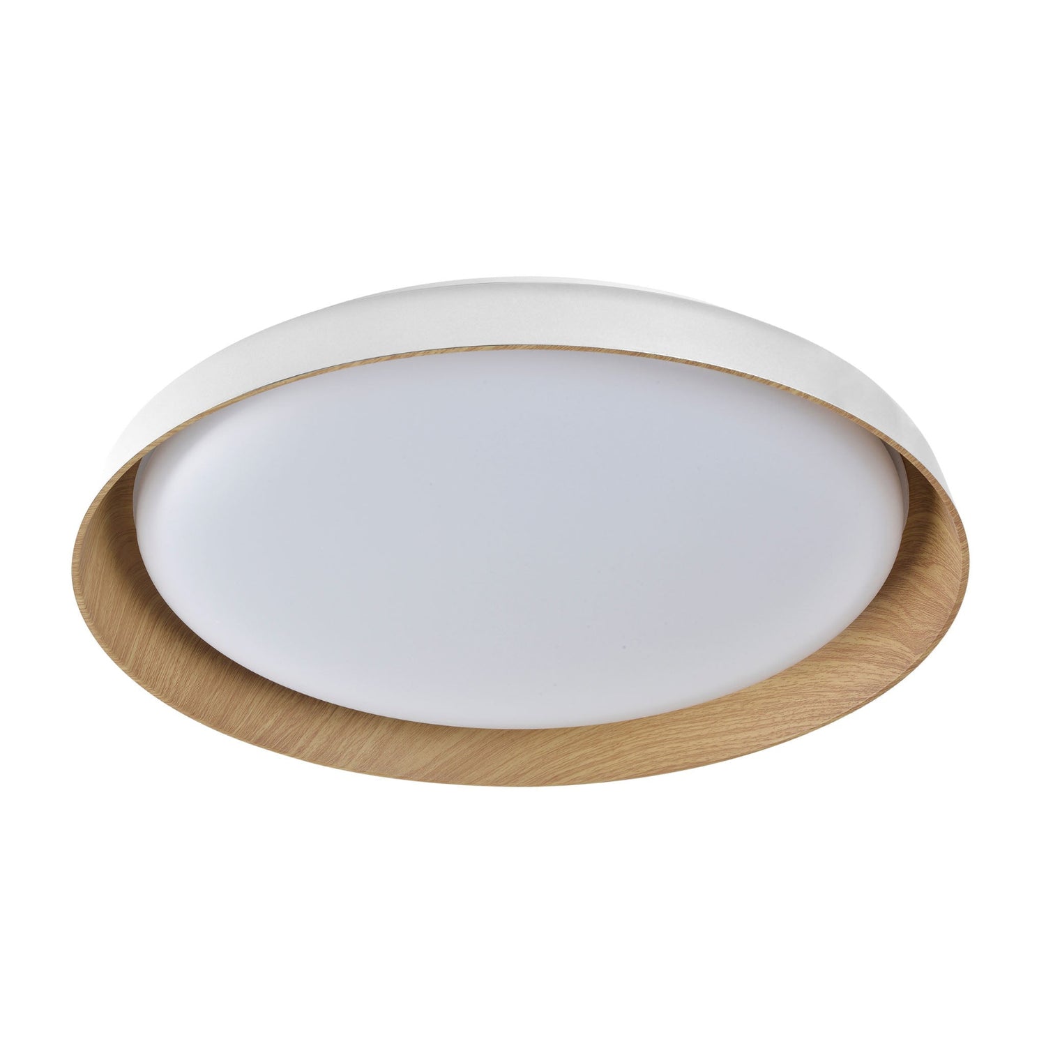 Woodie LED-plafondissa on käytetty laadukkaita materiaaleja, valaisimen väritys on valkoinen/puunvärisellä sisäosalla.