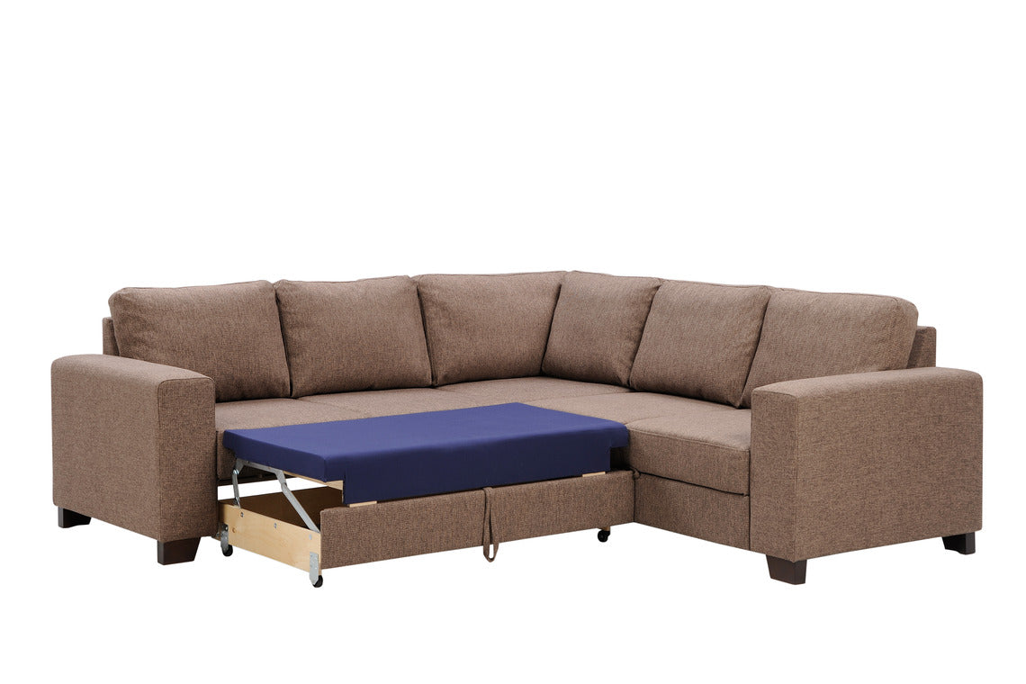 Zico-vuodekulmasohvan toinen sivu avautuu vuoteeksi ja toinen sivu on säilytyslaatikko.