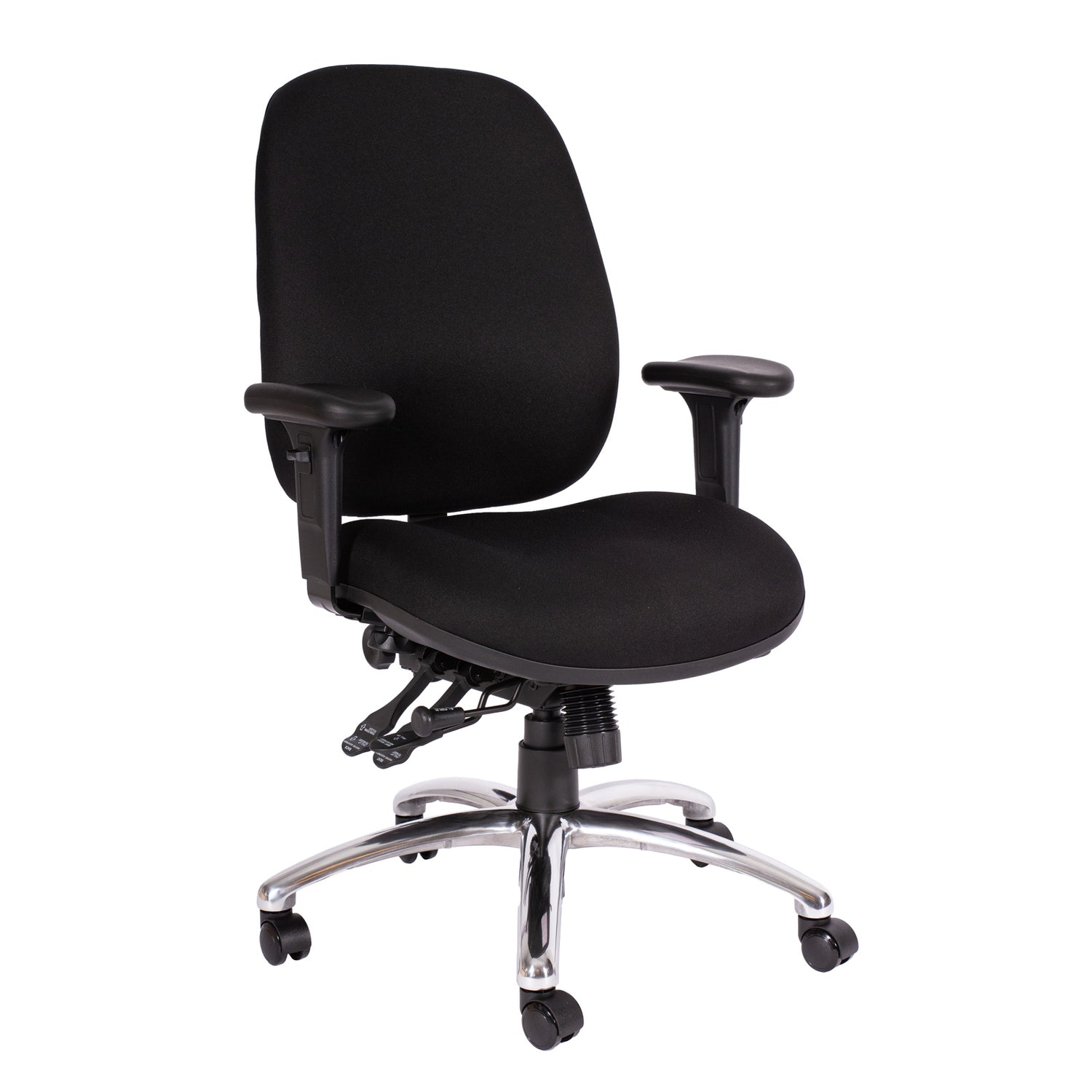 Aada 24/7 -työtuoli mustalla kangasverhoilulla.