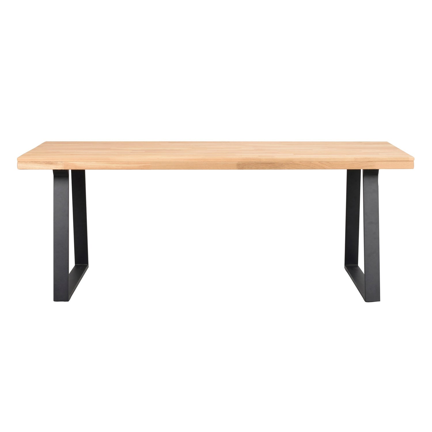 Tammenvärinen Brooklyn -ruokapöytä 170 x 95 cm, U-mallisilla mustilla metallijaloilla.