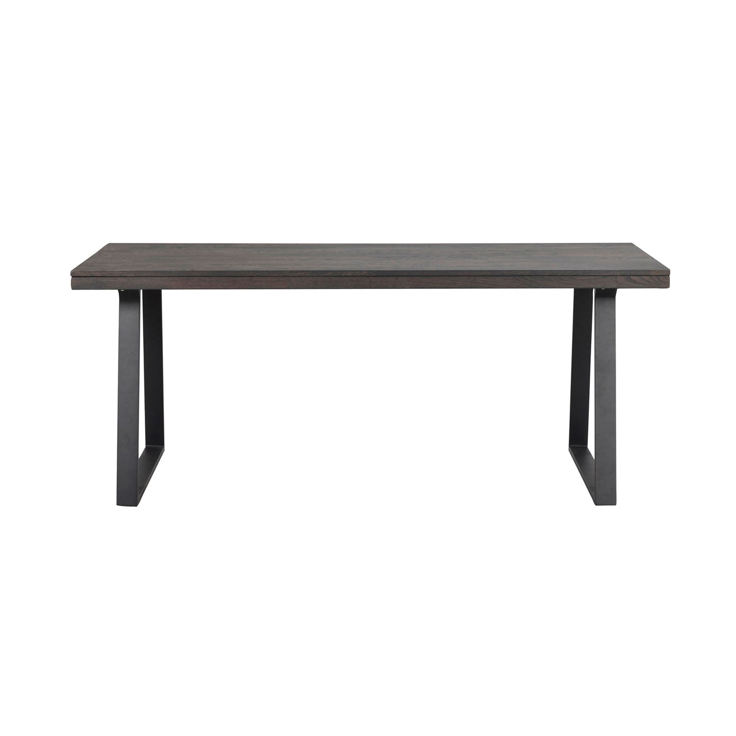 Savutammenvärinen Brooklyn -ruokapöytä 170 x 95 cm, U-mallisilla mustilla metallijaloilla.