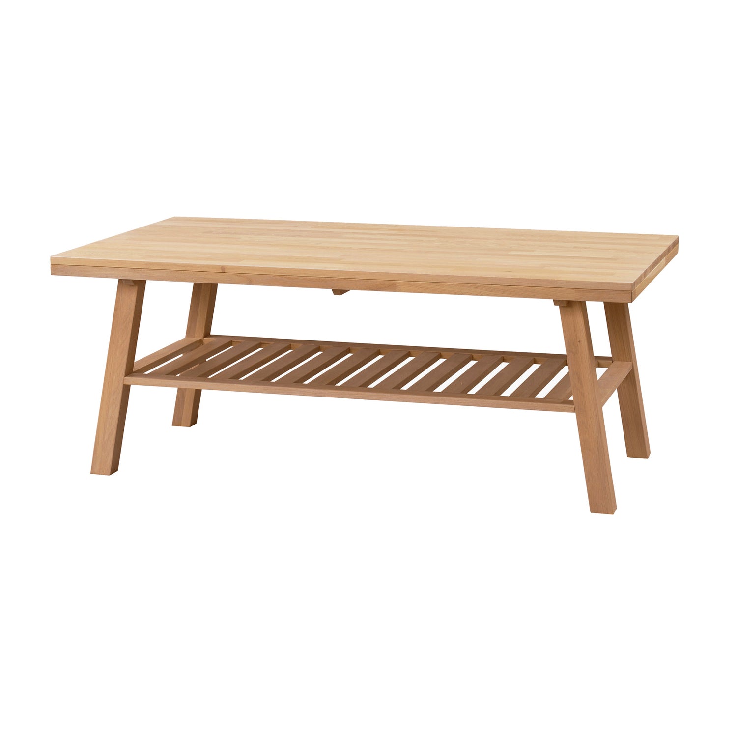 Luonnonvärisissä Brooklyn-tammikalusteissa on harjattu pinta ja viimeistelynä lakka. Kuvan sohvapöytä on tammenvärinen.