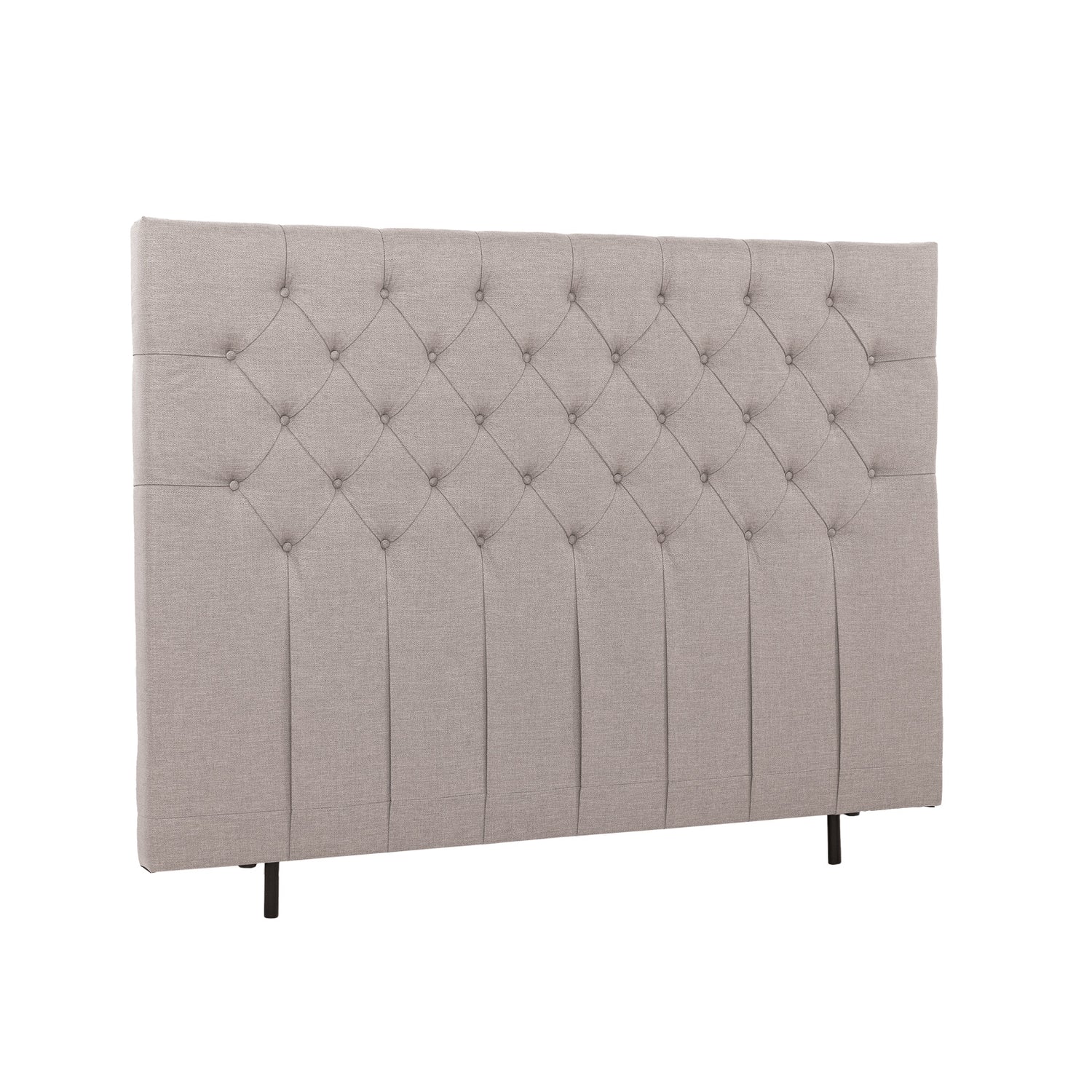 Napillinen 160 cm leveä Hilding Cross -sängynpääty korokejaloilla beigenä.
