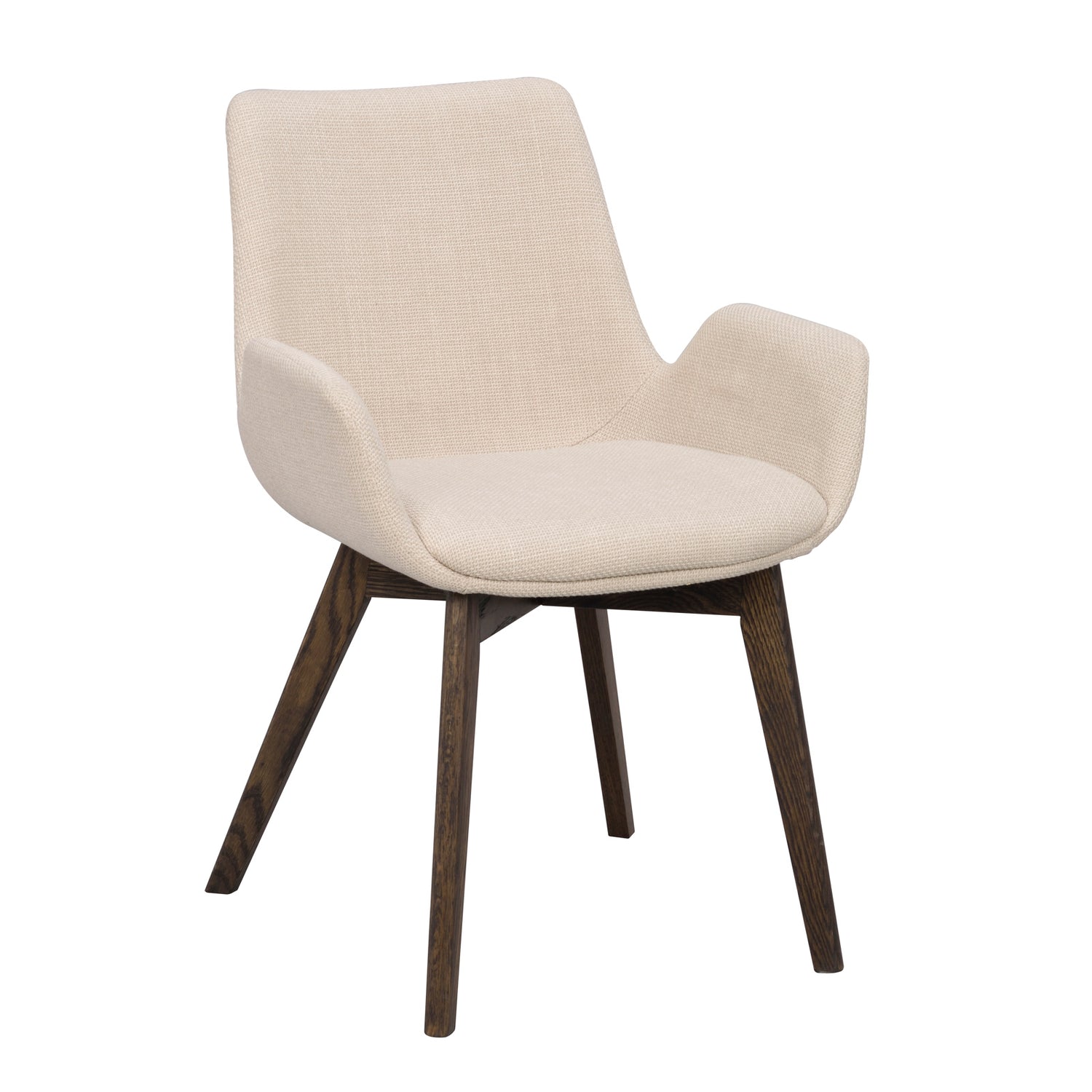 Drimsdale-tuoli beigellä verhoilulla ja ruskeilla/savutammenvärisillä jaloilla.