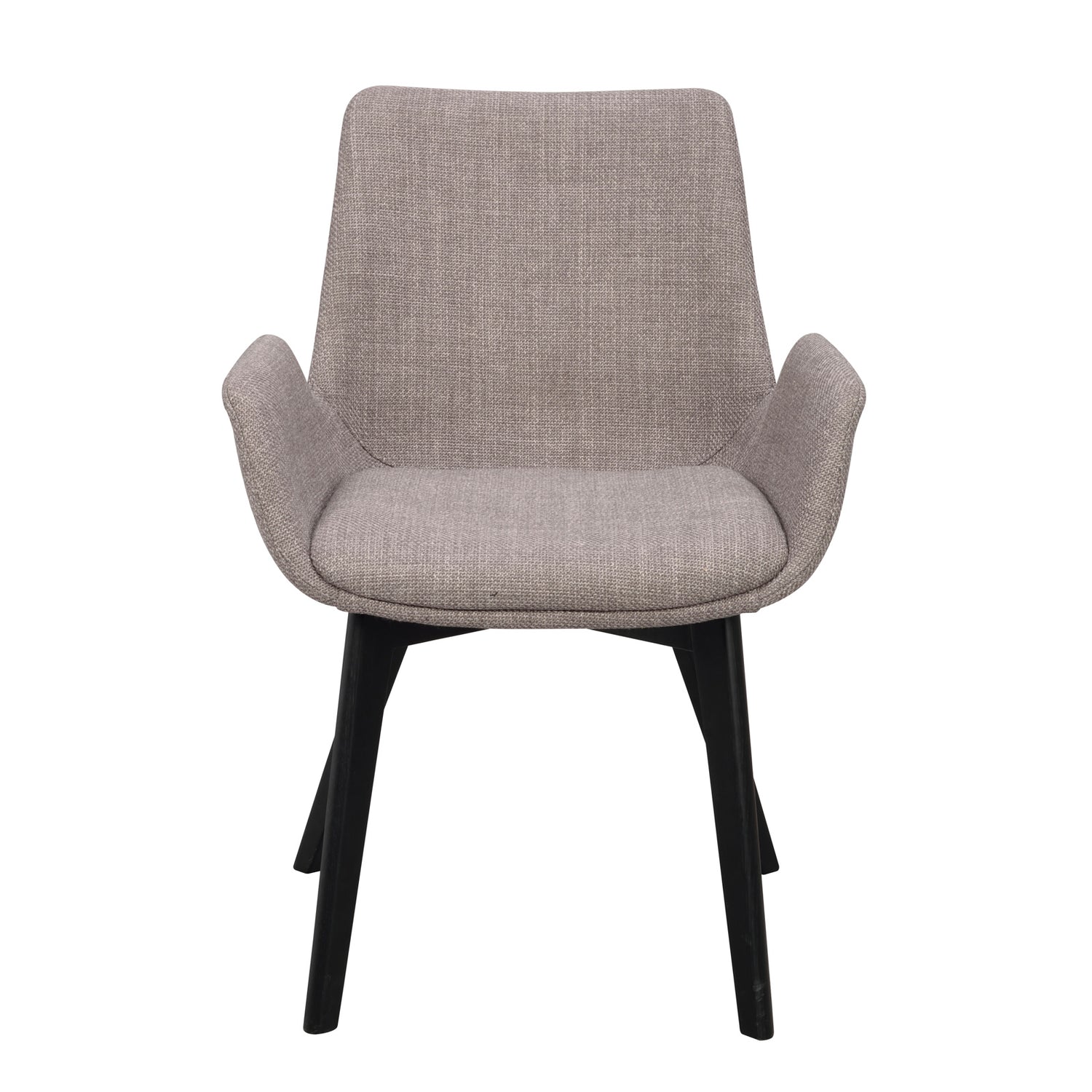 Drimsdale-tuoli harmaalla verhoilulla ja mustilla jaloilla.