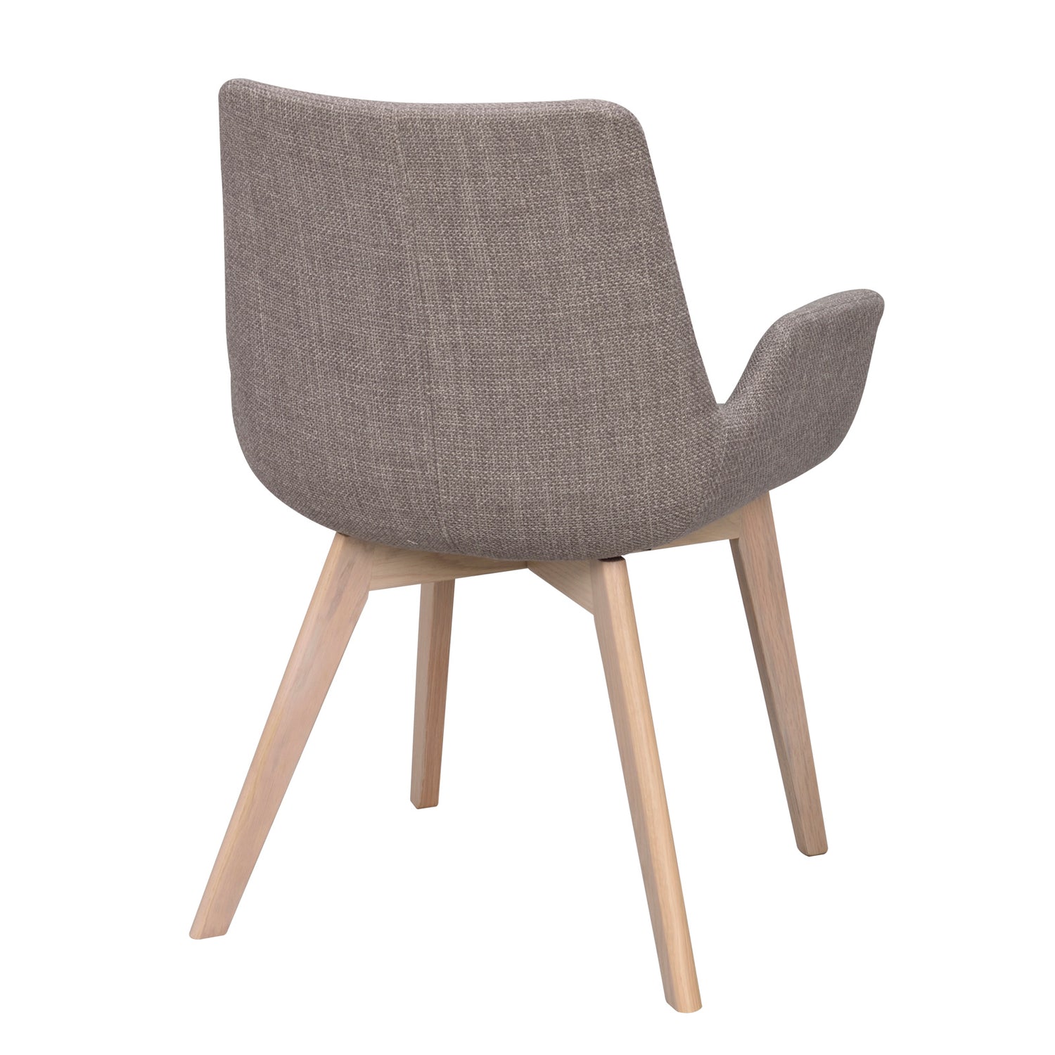 Drimsdale-tuoli harmaalla verhoilulla ja valkotammenvärisillä jaloilla.