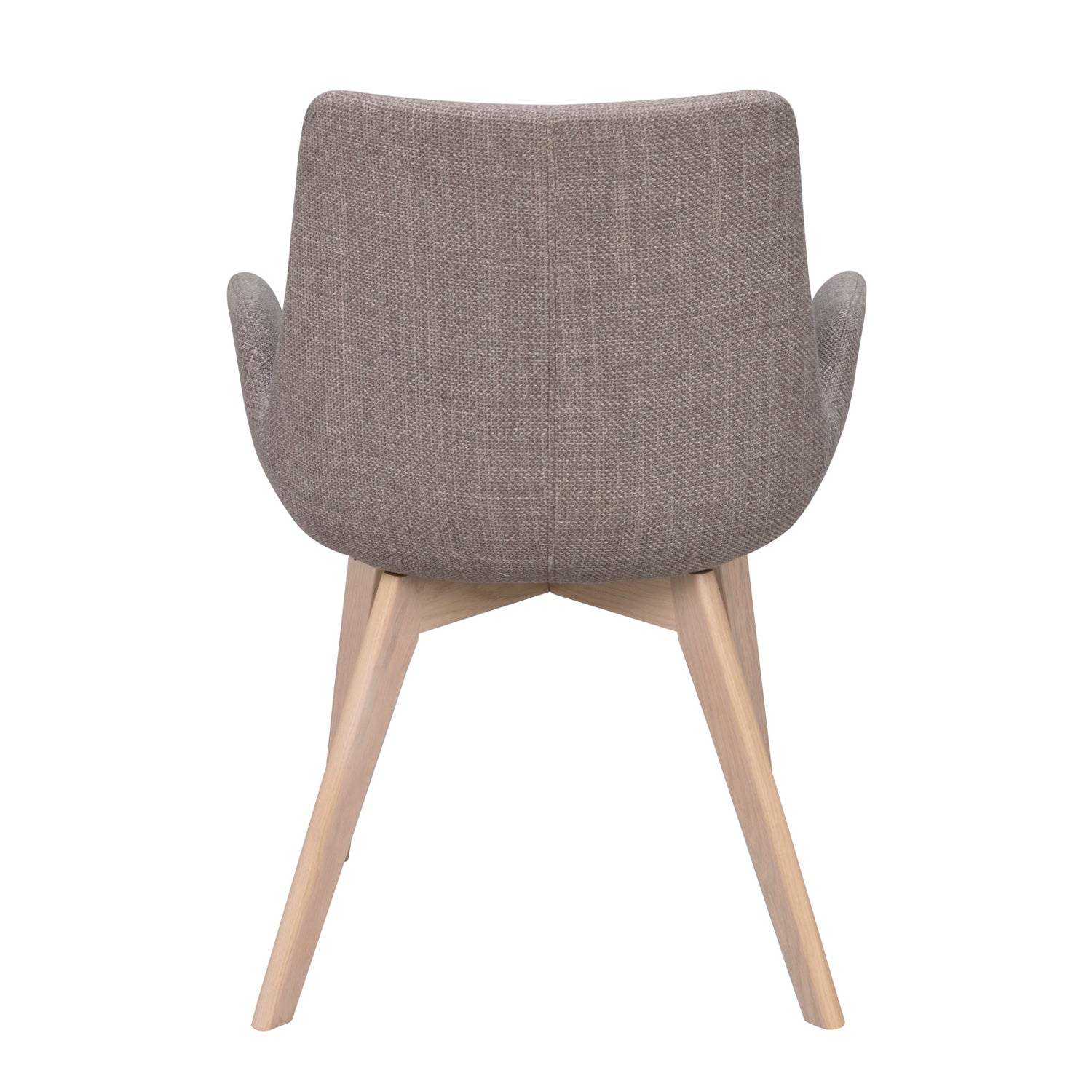 Drimsdale-tuoli harmaalla verhoilulla ja valkotammenvärisillä jaloilla.